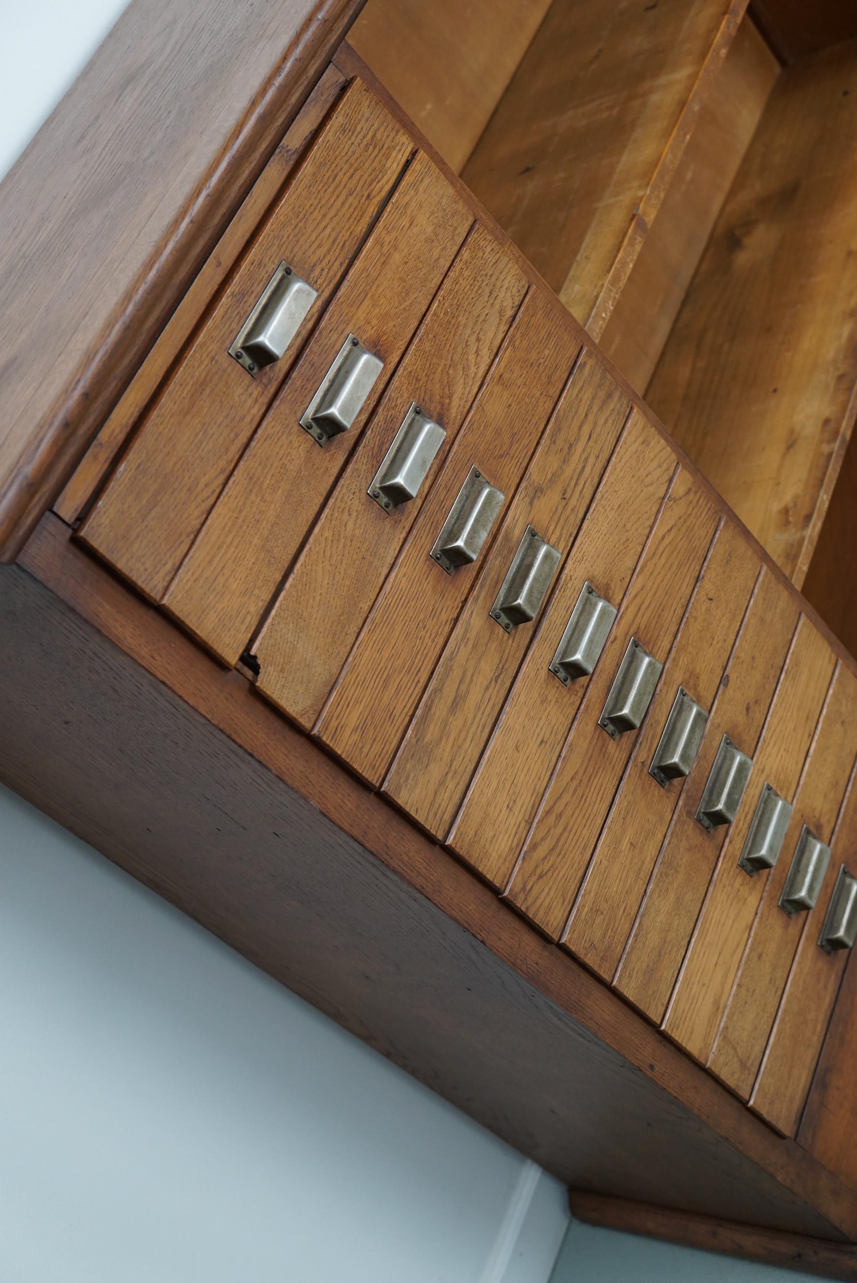 Vintage Dutch Oak Apothecary Sideboard / Filing Cabinet, 1950s For Sale 9