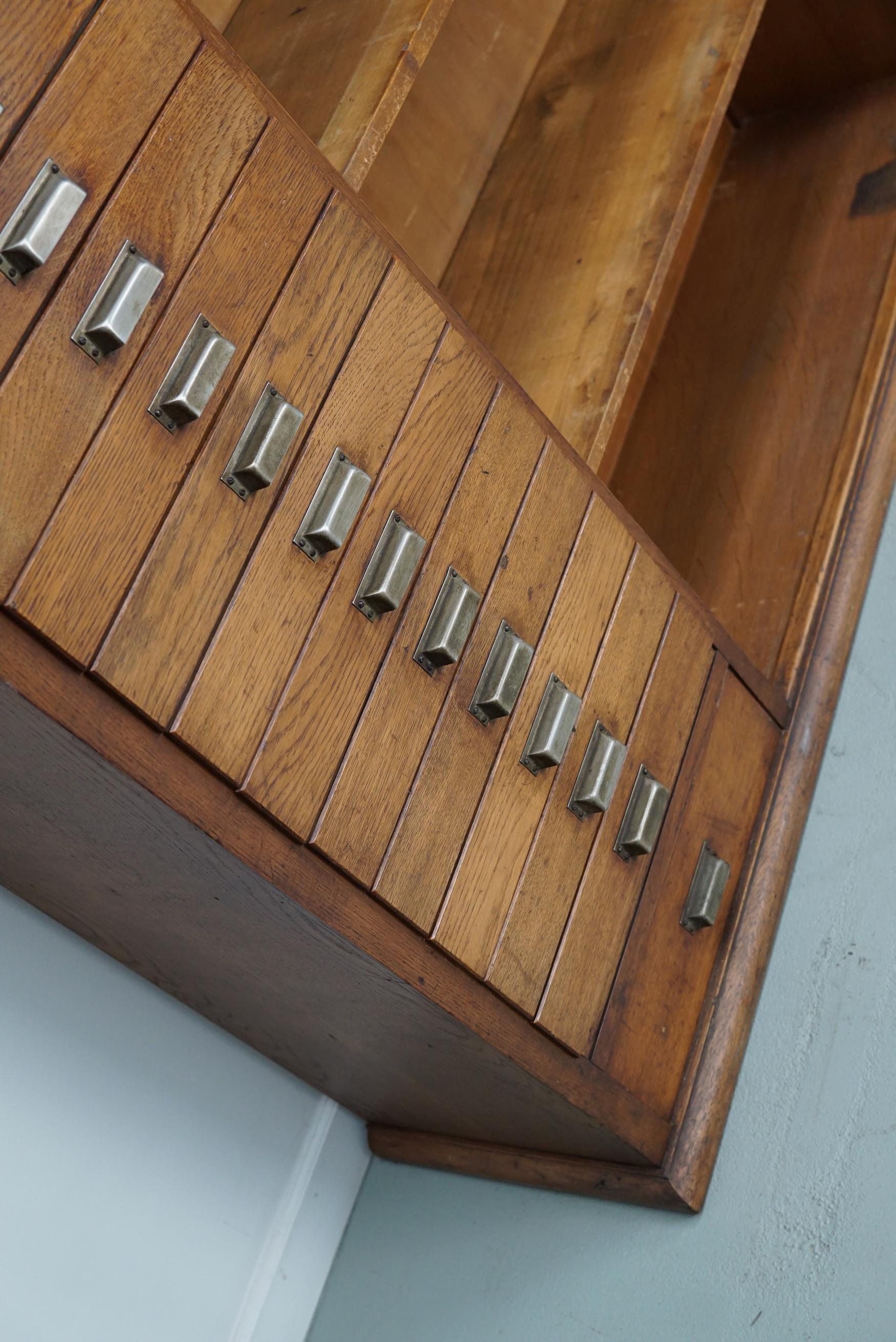 Vintage Dutch Oak Apothecary Sideboard / Filing Cabinet, 1950s For Sale 10