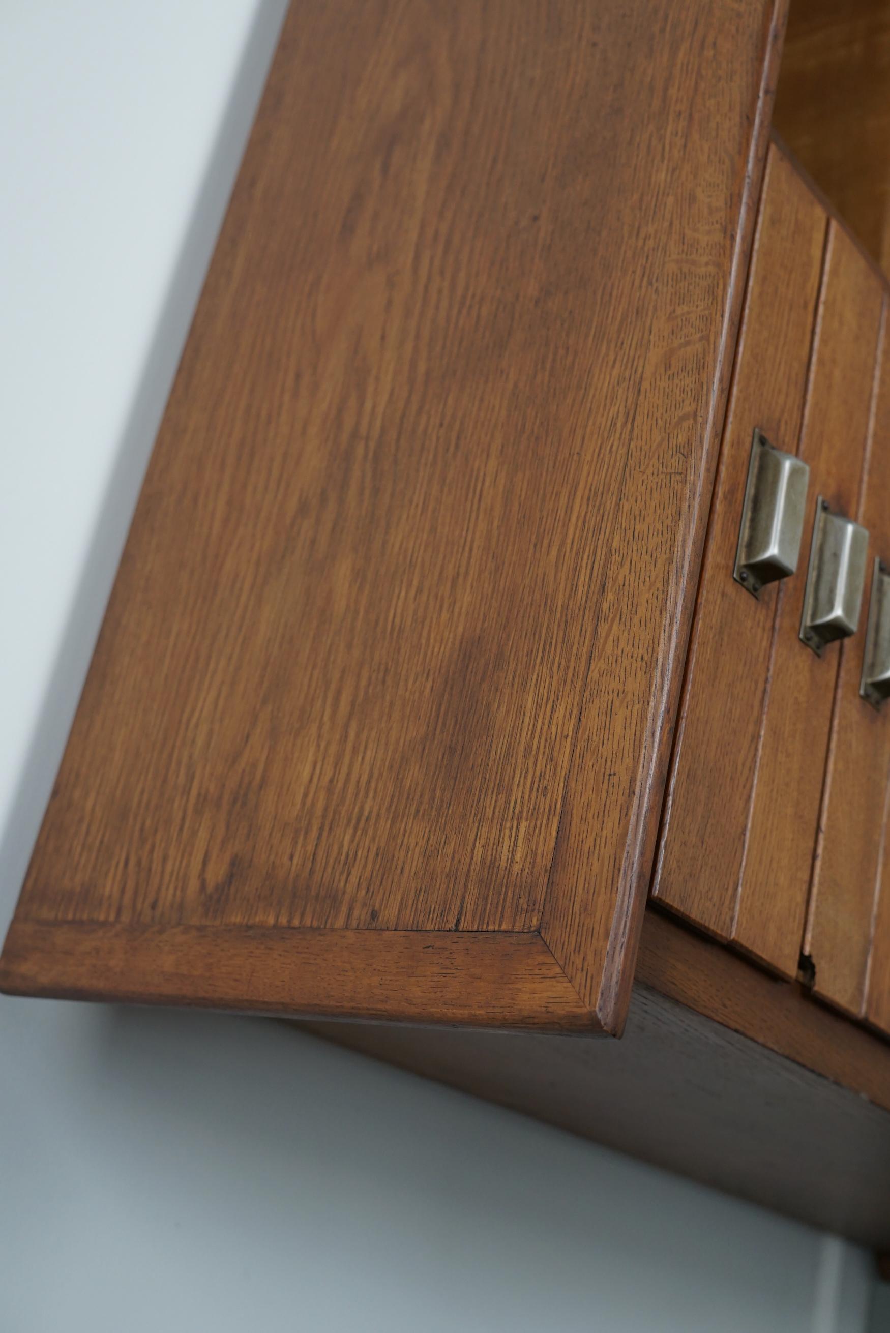Vintage Dutch Oak Apothecary Sideboard / Filing Cabinet, 1950s For Sale 11