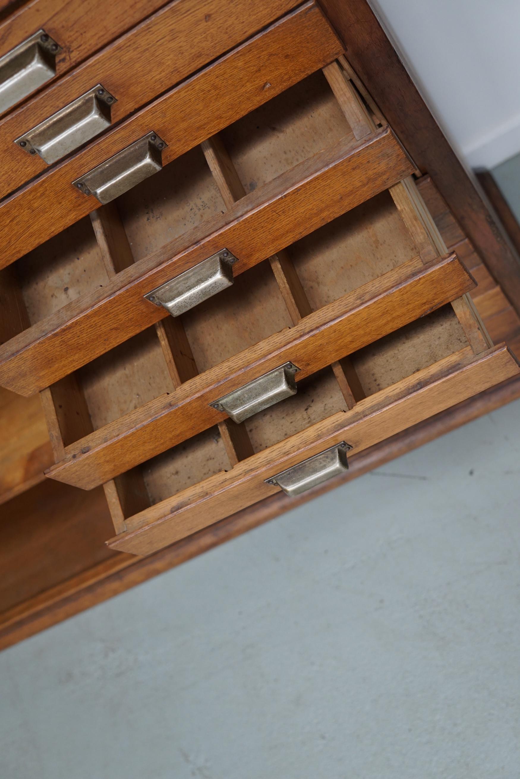 Vintage Dutch Oak Apothecary Sideboard / Filing Cabinet, 1950s For Sale 12