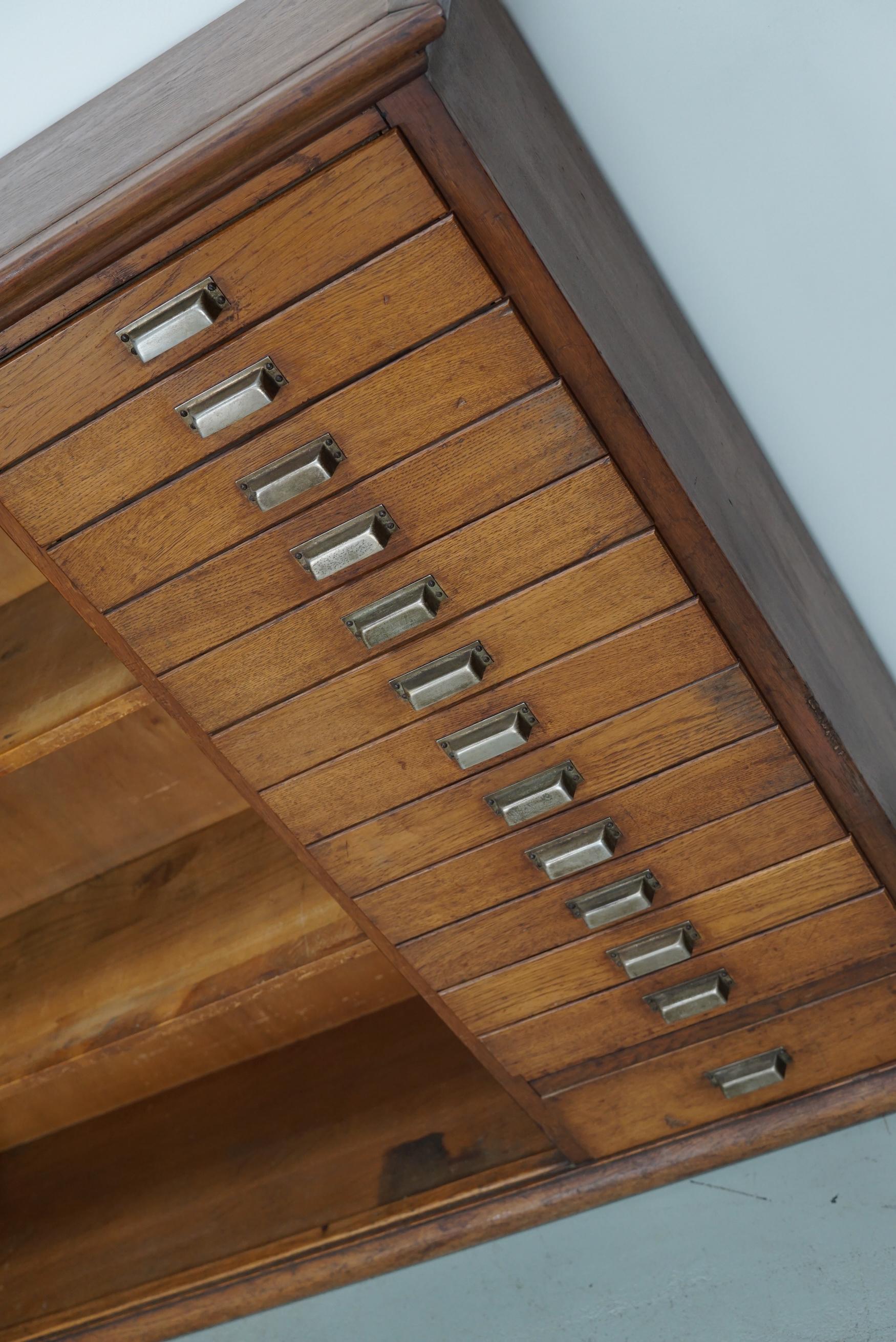 Vintage Dutch Oak Apothecary Sideboard / Filing Cabinet, 1950s For Sale 2