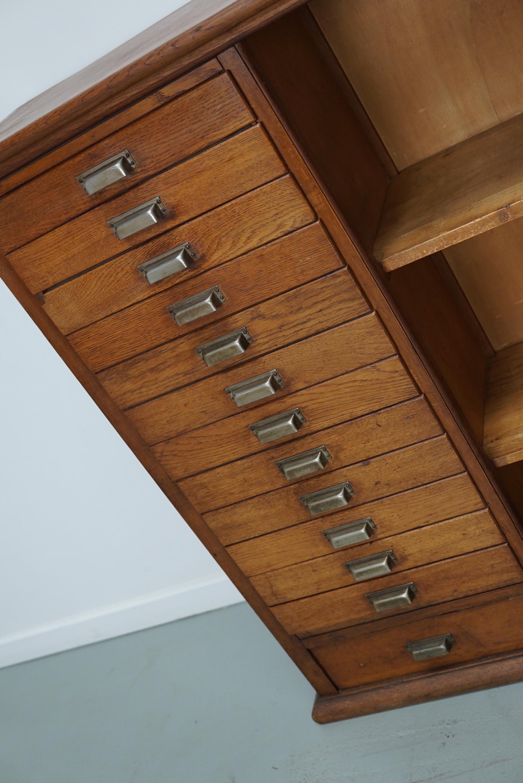 Vintage Dutch Oak Apothecary Sideboard / Filing Cabinet, 1950s For Sale 3