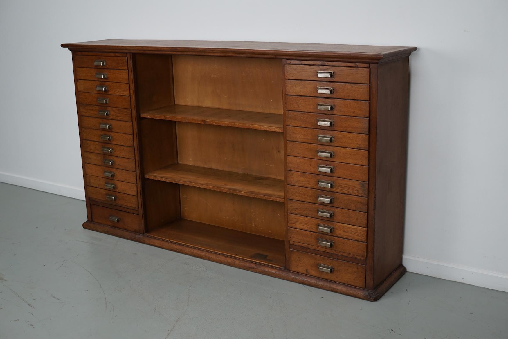 Vintage Dutch Oak Apothecary Sideboard / Filing Cabinet, 1950s For Sale 4