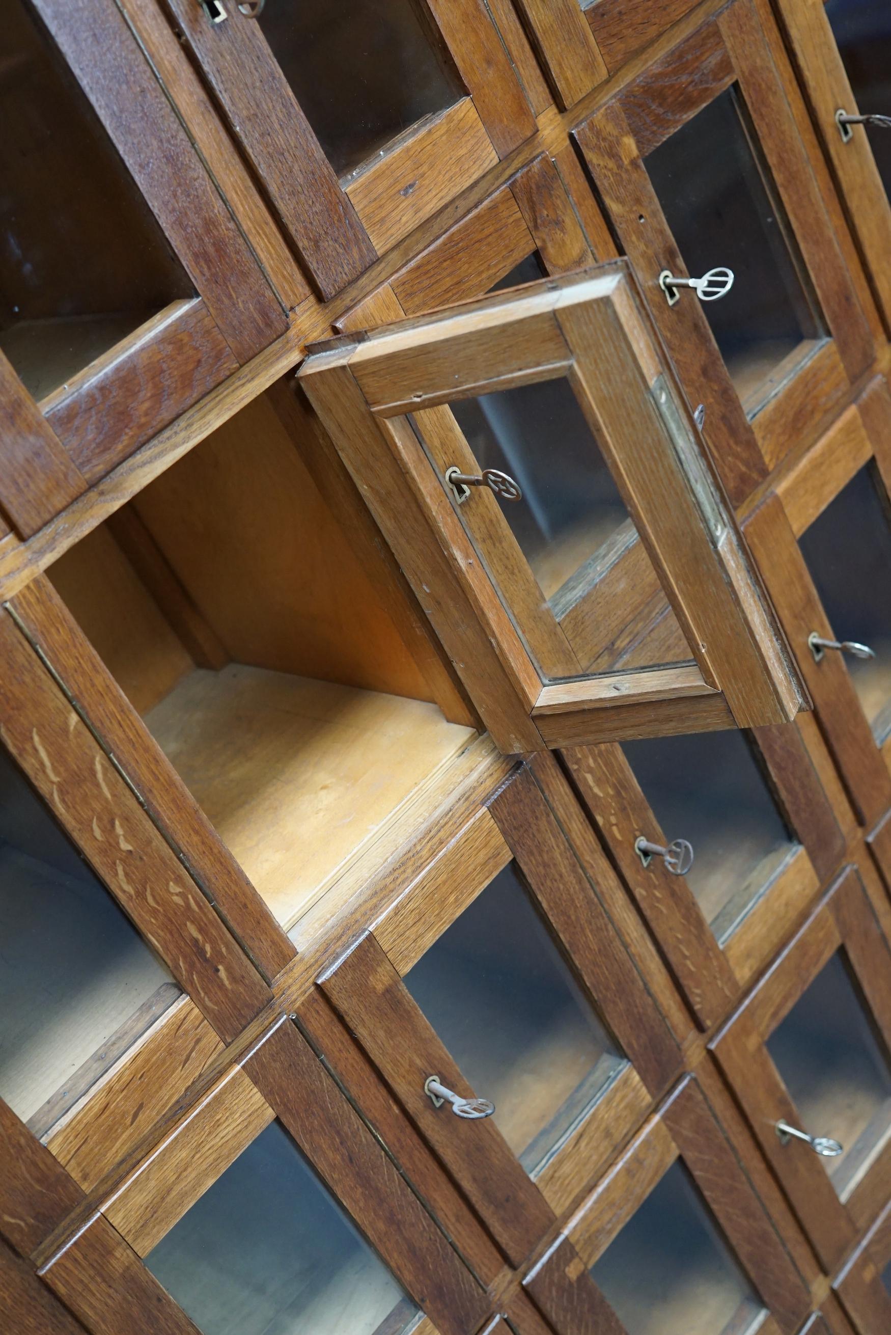 Vintage Dutch Oak Glass Door Locker Cabinet, 1930s 13