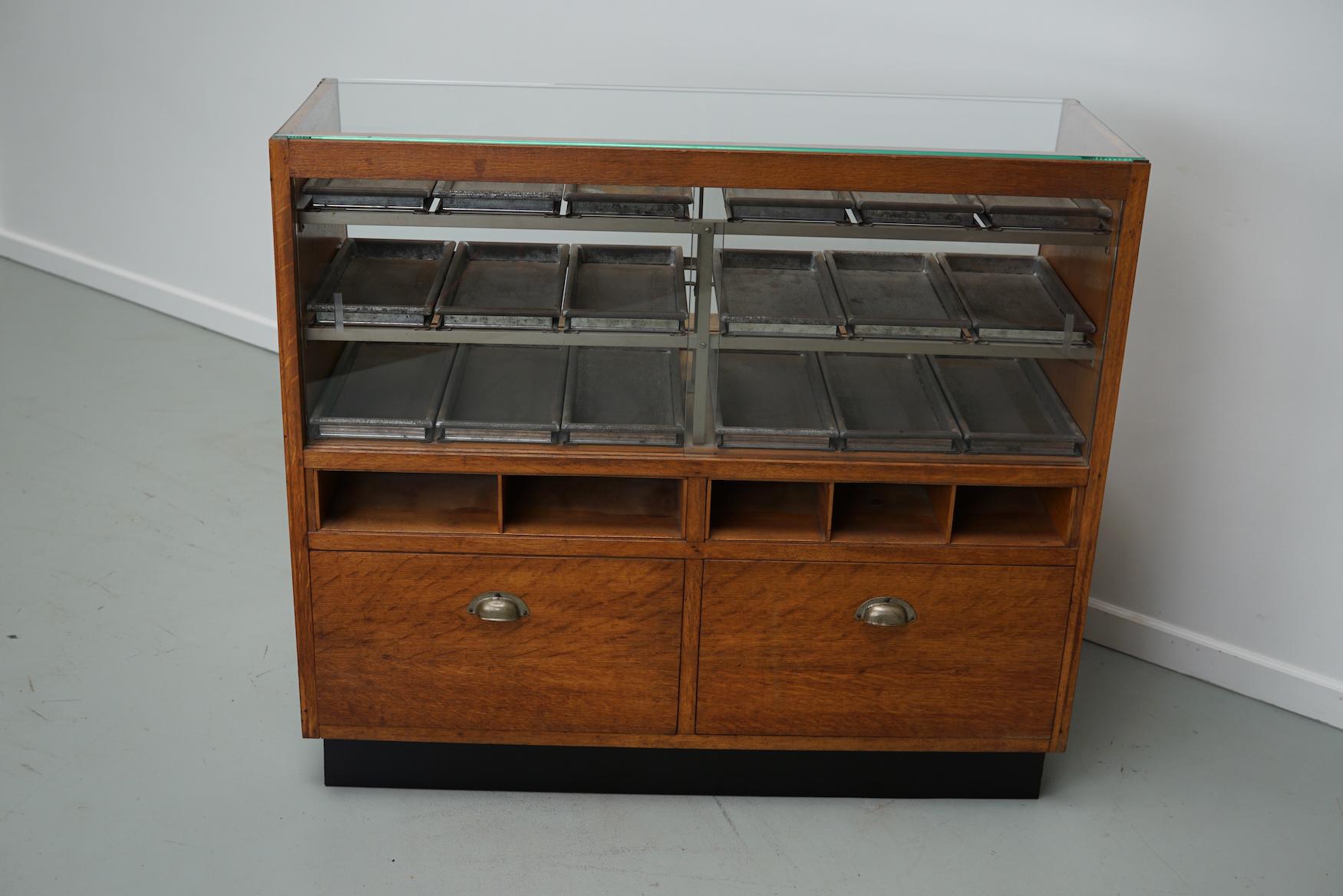 Vintage Dutch Oak Haberdashery Cabinet or Shop Counter, 1950s 8