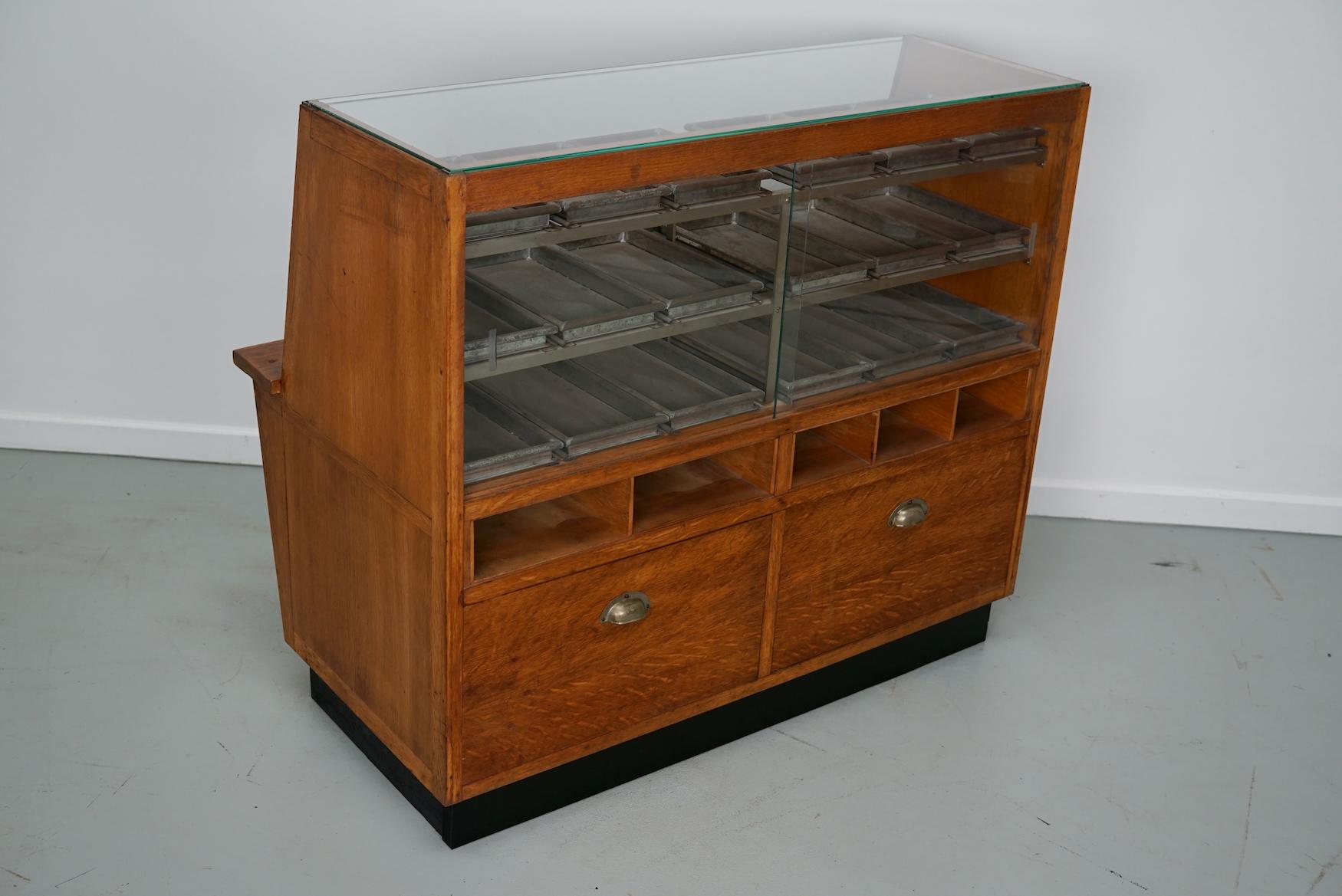 Vintage Dutch Oak Haberdashery Cabinet or Shop Counter, 1950s 11