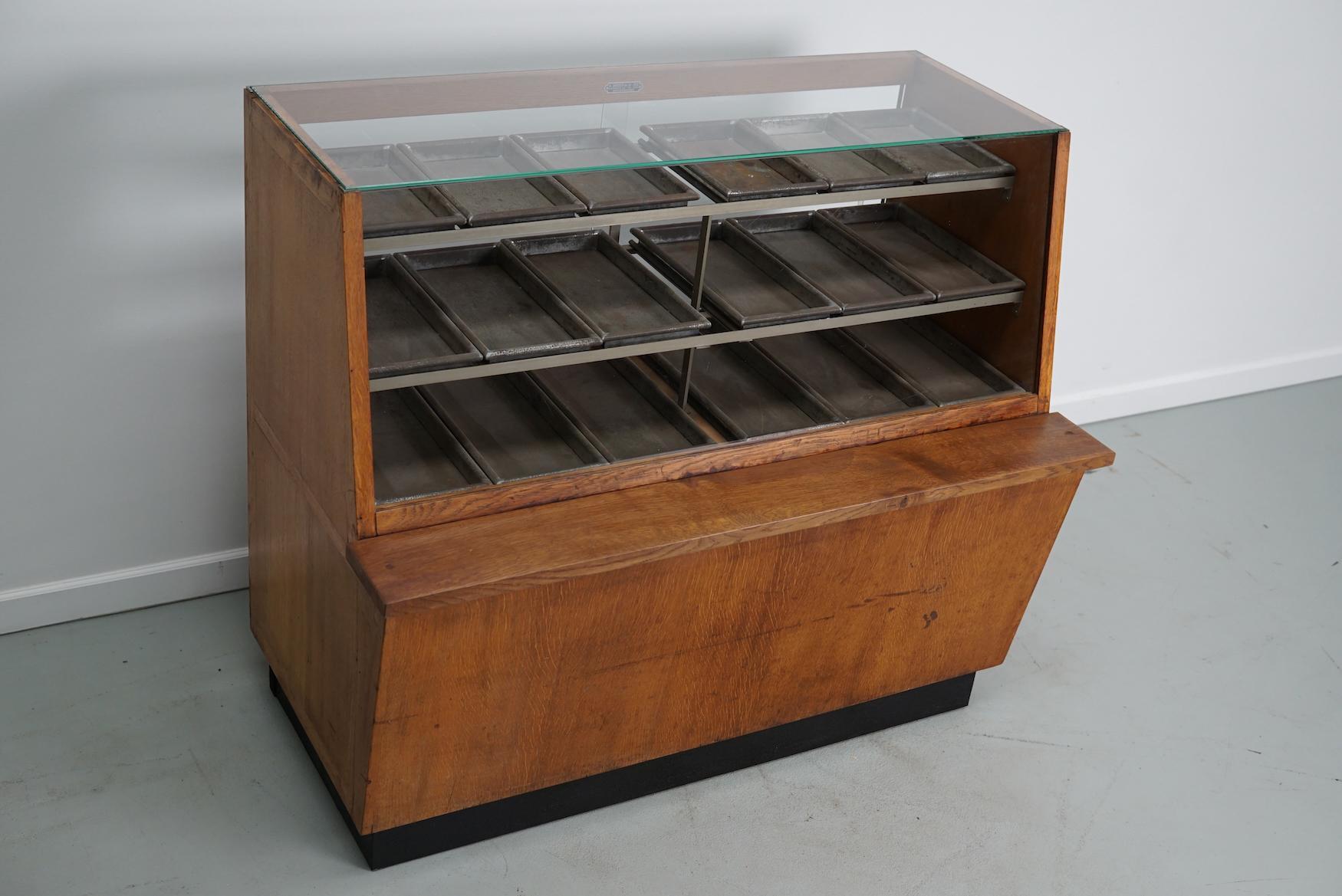Industrial Vintage Dutch Oak Haberdashery Cabinet or Shop Counter, 1950s