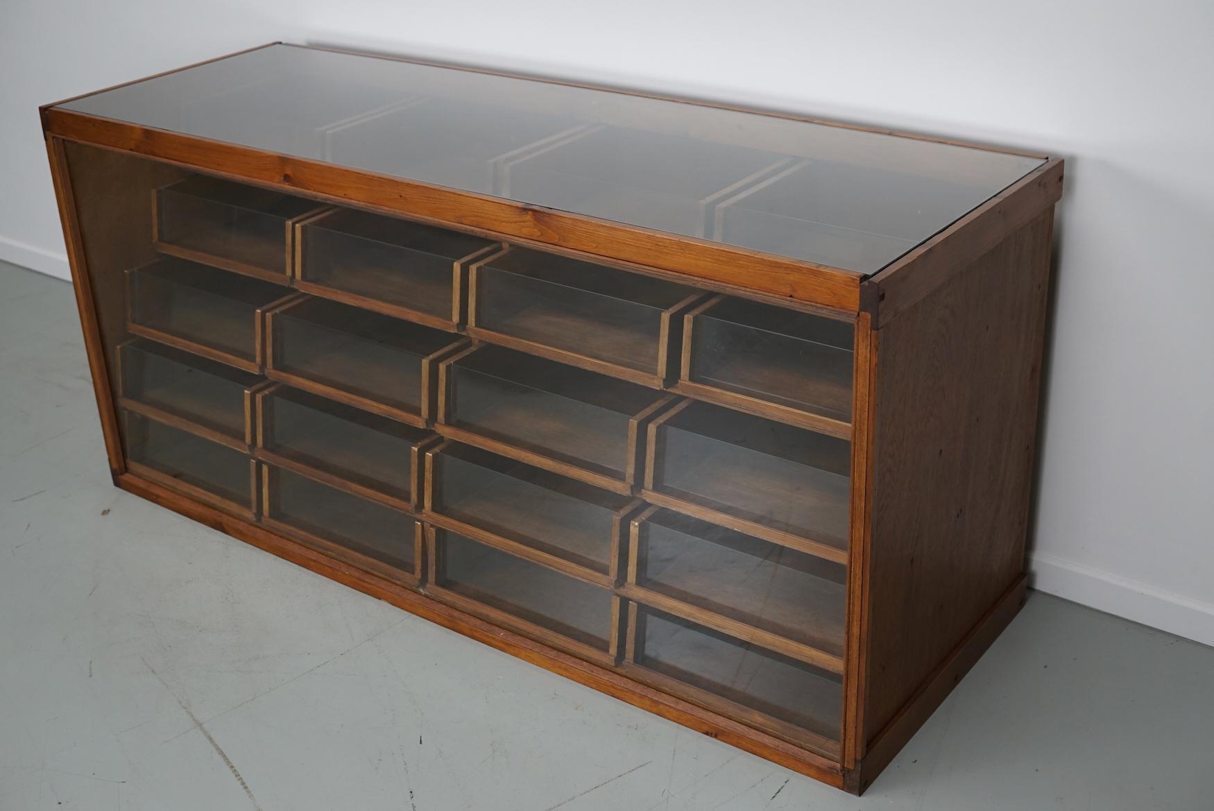 Vintage Dutch Oak Haberdashery Cabinet or Shop Counter, 1960s 11