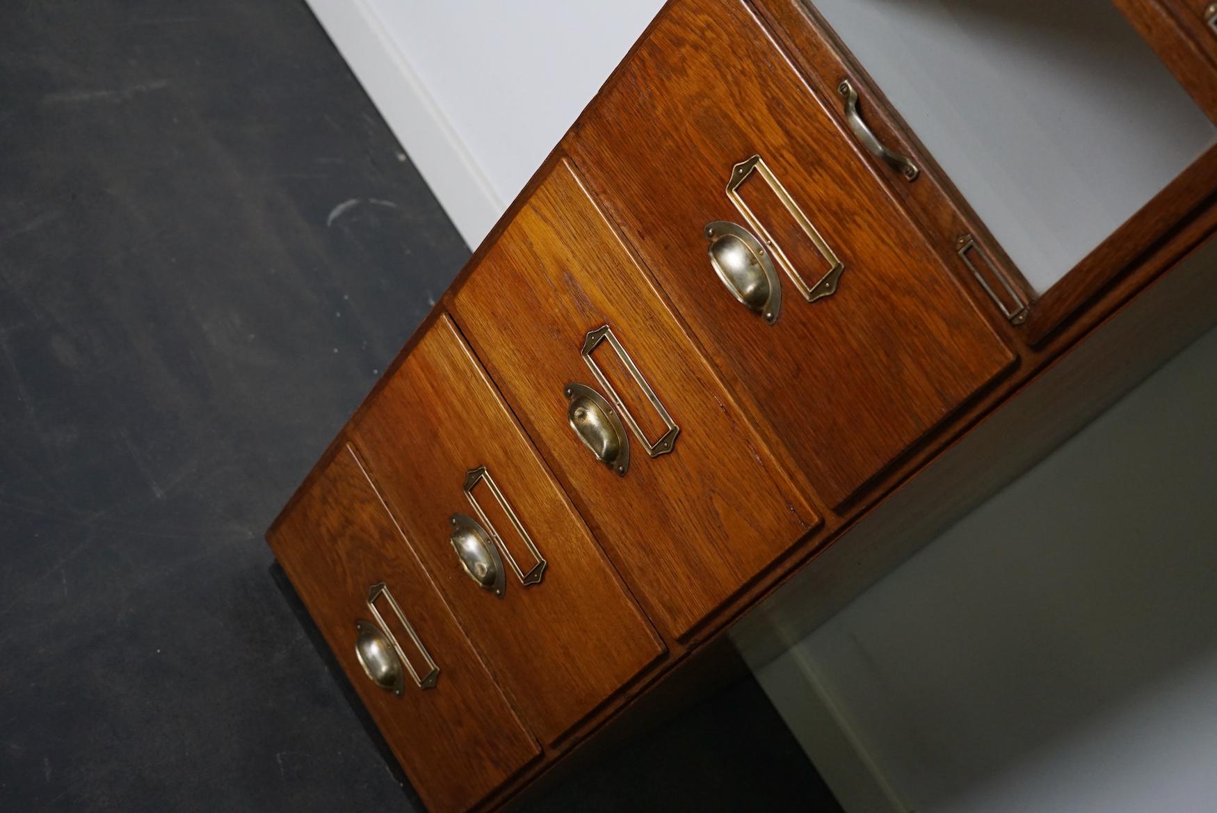 Vintage Dutch Oak Haberdashery Shop Cabinet, 1930s 4