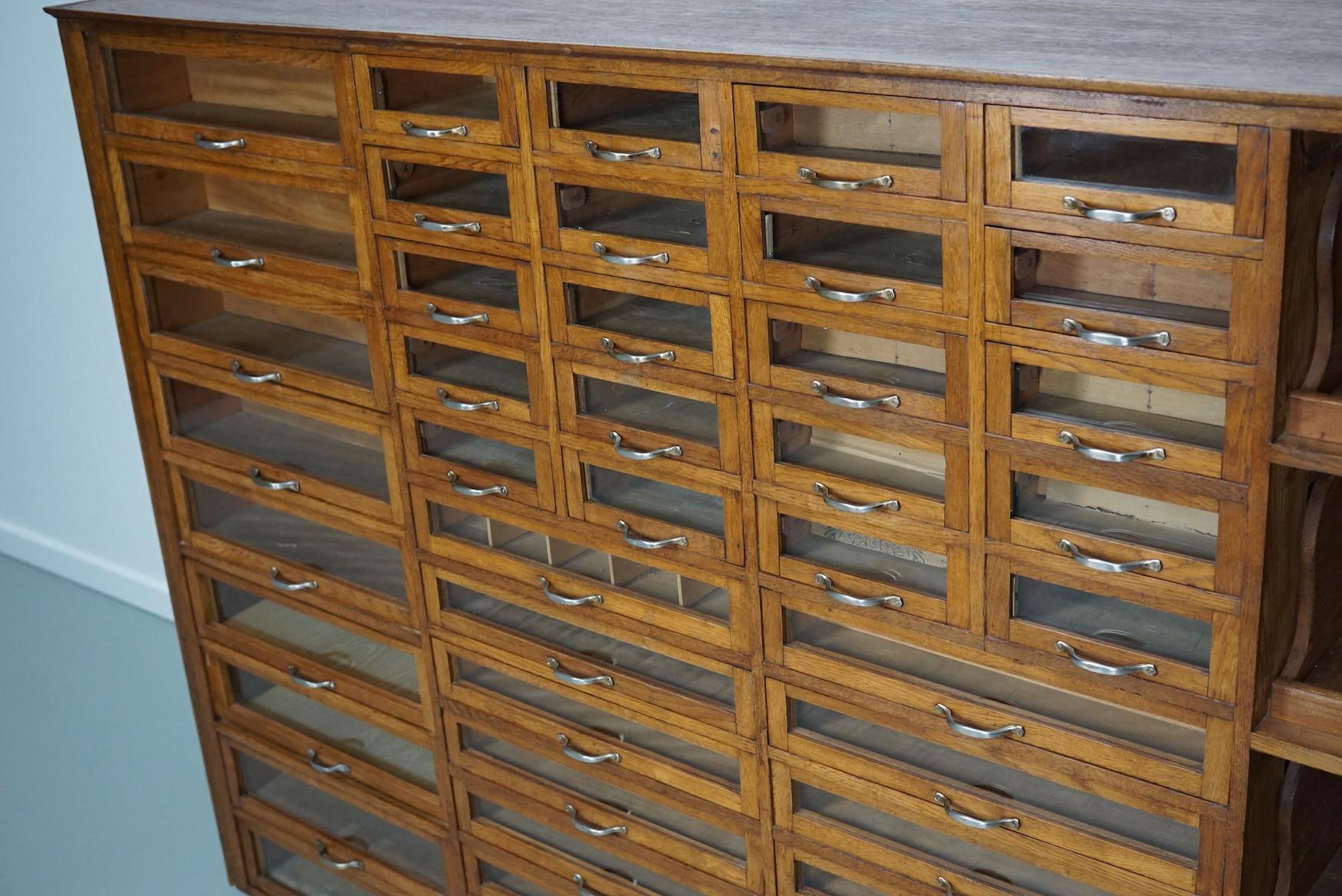 Vintage Dutch Oak Haberdashery Shop Cabinet, 1930s 5