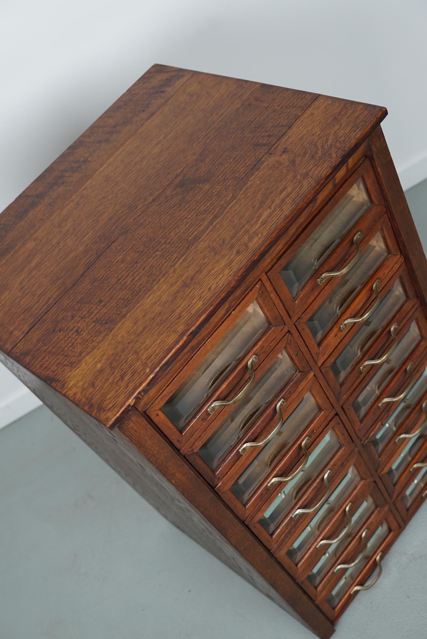 Vintage Dutch Oak Haberdashery Shop Cabinet, 1930s For Sale 3
