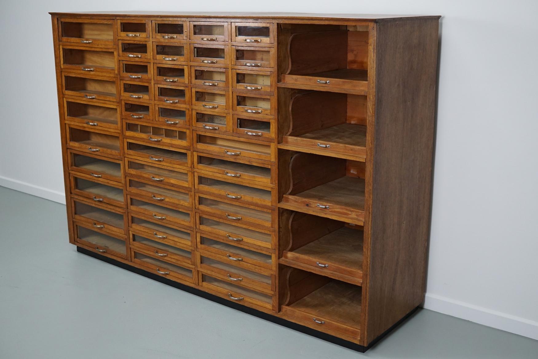 Vintage Dutch Oak Haberdashery Shop Cabinet, 1930s 11