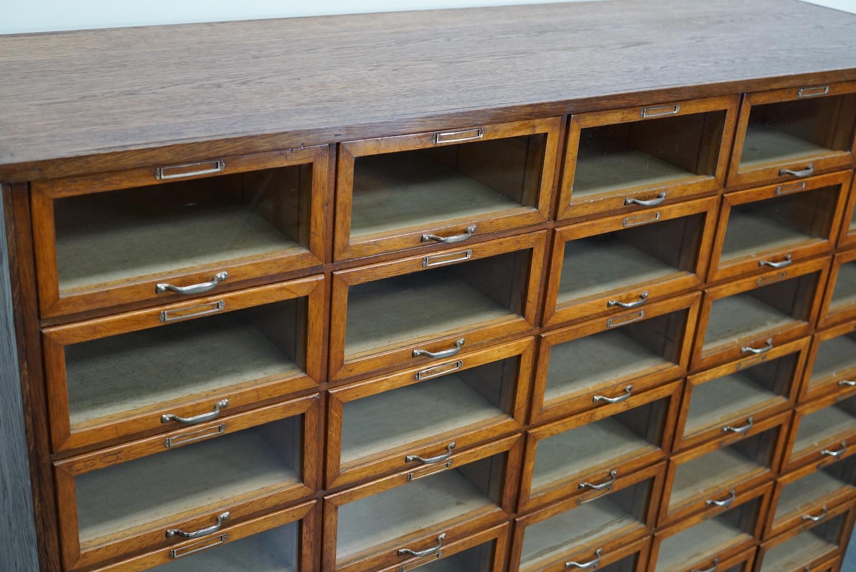 Mid-20th Century Vintage Dutch Oak Haberdashery Shop Cabinet, 1930s