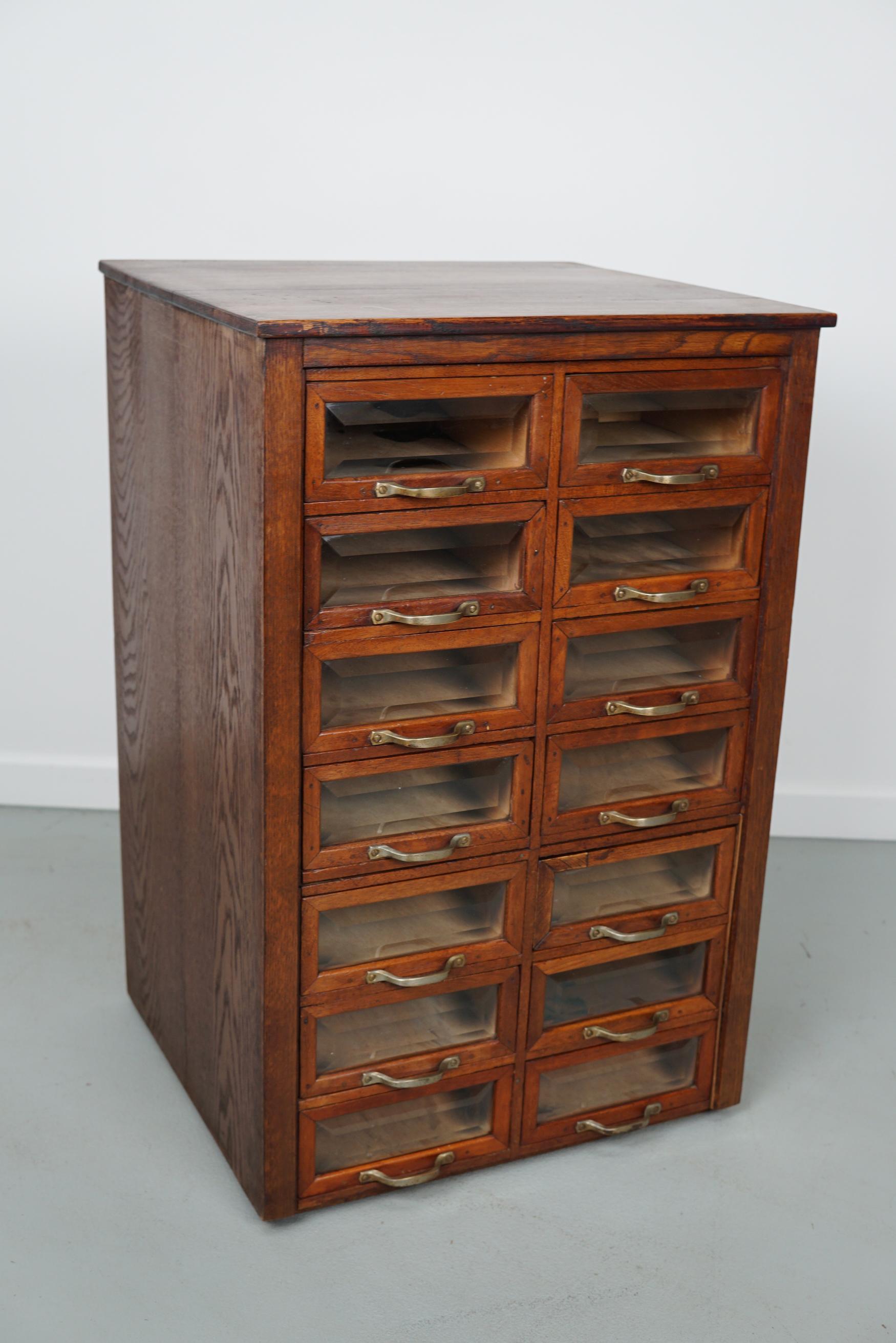 Vintage Dutch Oak Haberdashery Shop Cabinet, 1930s For Sale 2