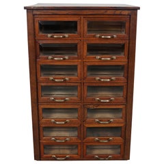 Vintage Dutch Oak Haberdashery Shop Cabinet, 1930s
