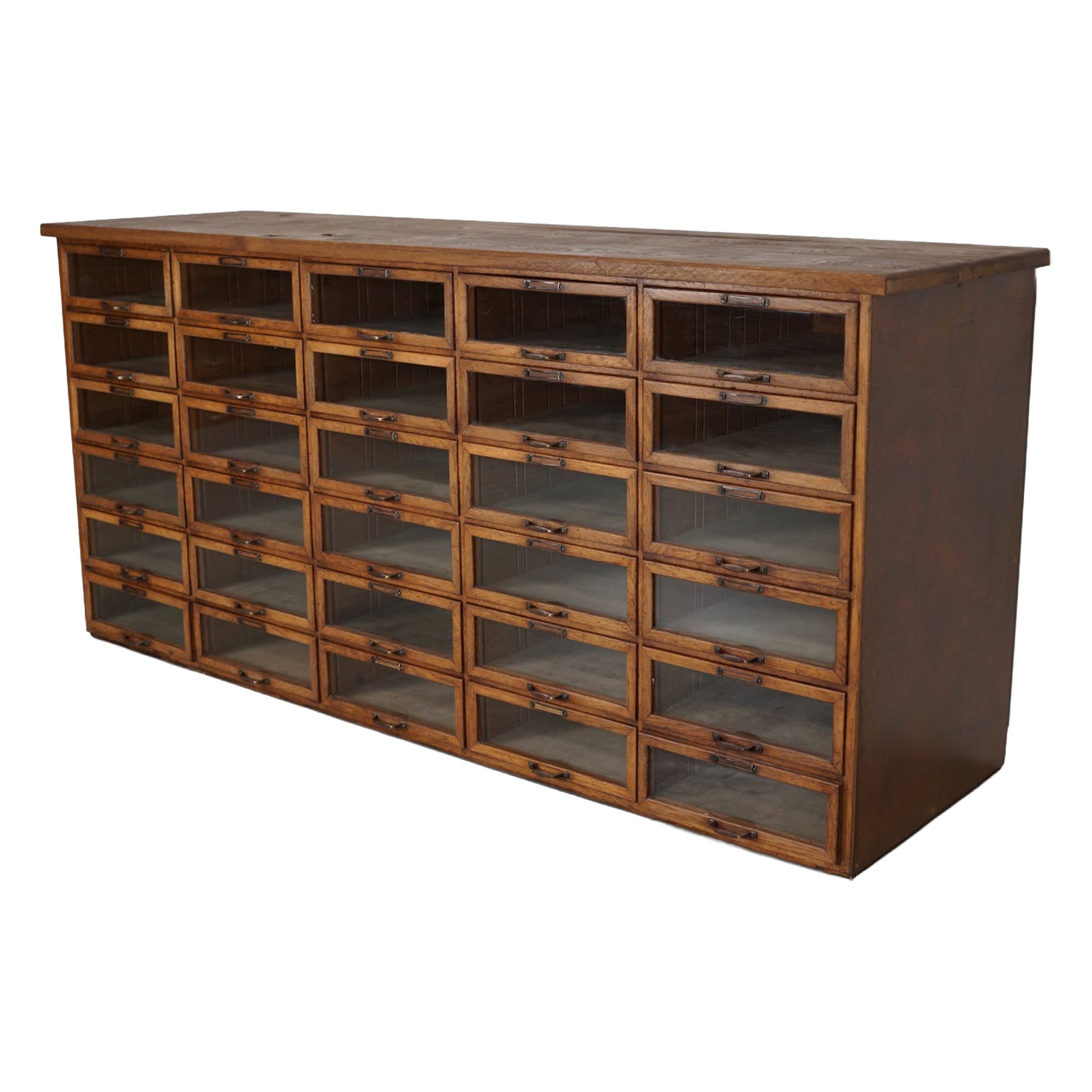 Vintage Dutch Oak Haberdashery Shop Cabinet / Vitrine, 1930s