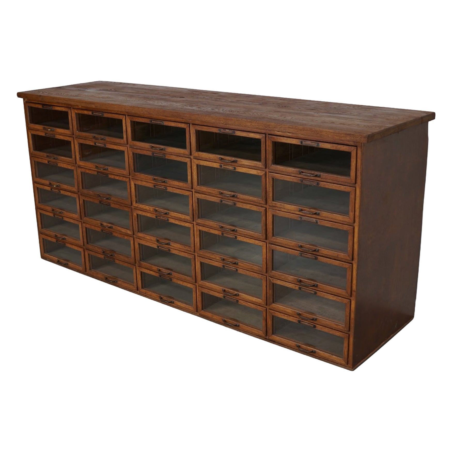 Vintage Dutch Oak Haberdashery Shop Cabinet / Vitrine, 1930s