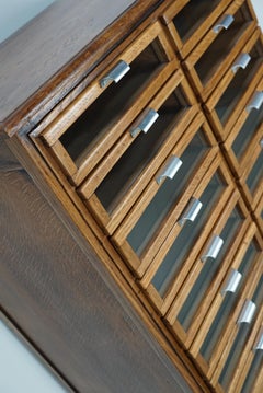 Vintage Dutch Oak Haberdashery Shop Cabinet / Vitrine, 1950s