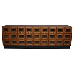 Vintage Dutch Oak Haberdashery Shop Cabinet / Vitrine, 1950s