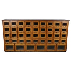 Vintage Dutch Oak Haberdashery Shop Cabinet / Vitrine, 1950s