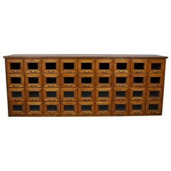 Vintage Dutch Oak Haberdashery Shop Cabinet / Vitrine, 1950s
