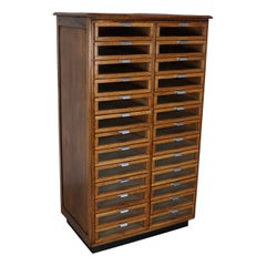 Vintage Dutch Oak Haberdashery Shop Cabinet / Vitrine, 1950s