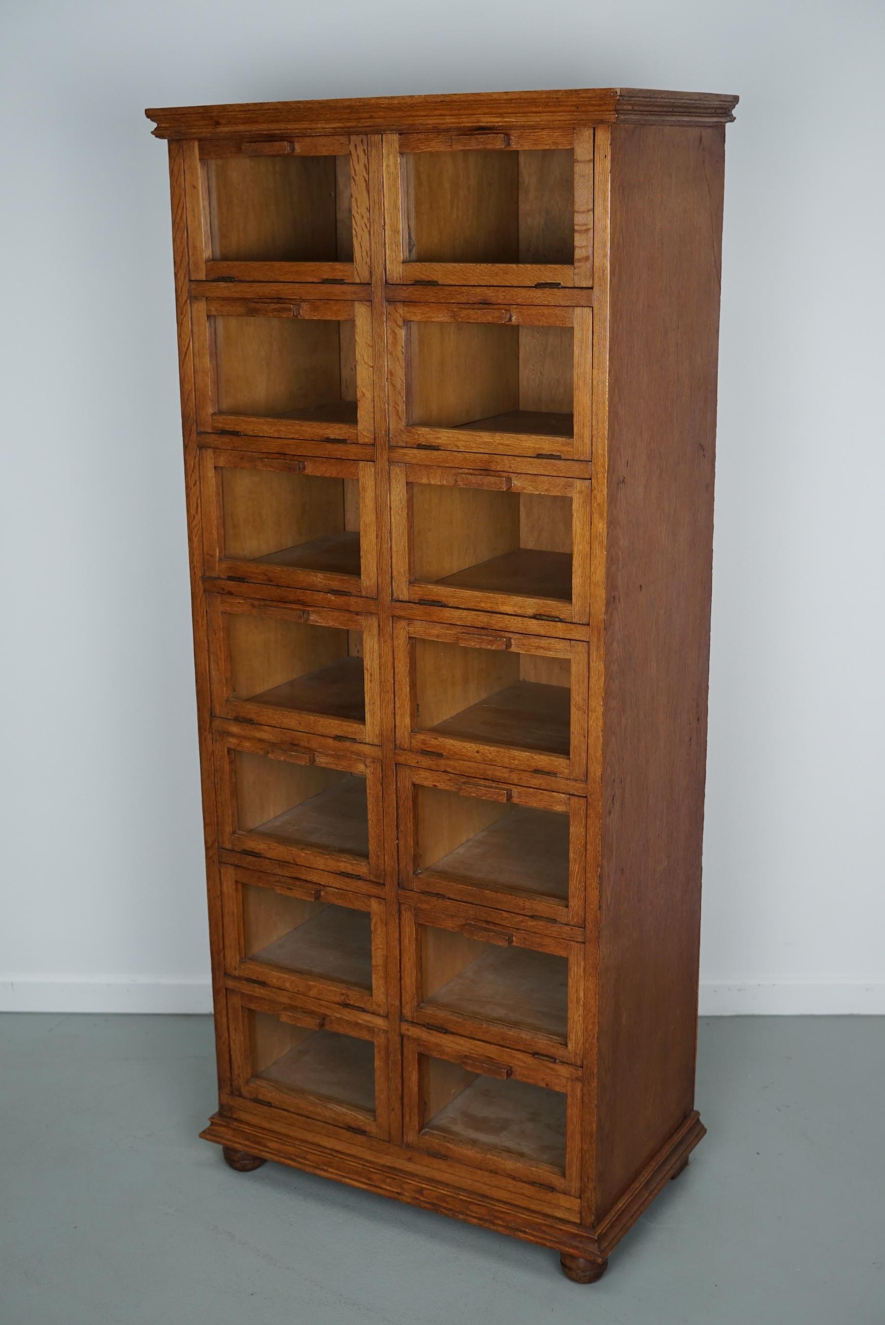 Vintage Dutch Oak Haberdashery Shop Cabinet / Vitrine Drop Down Doors, 1930s For Sale 8