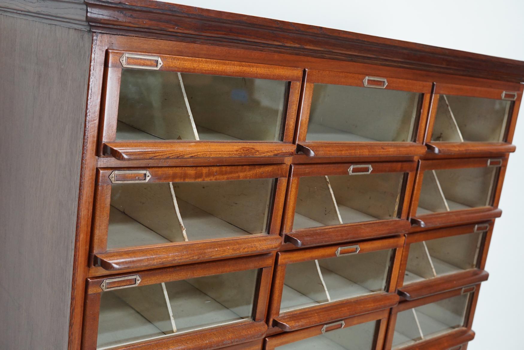Vintage Dutch Oak / Mahogany Haberdashery Shop Cabinet, 1930s For Sale 7