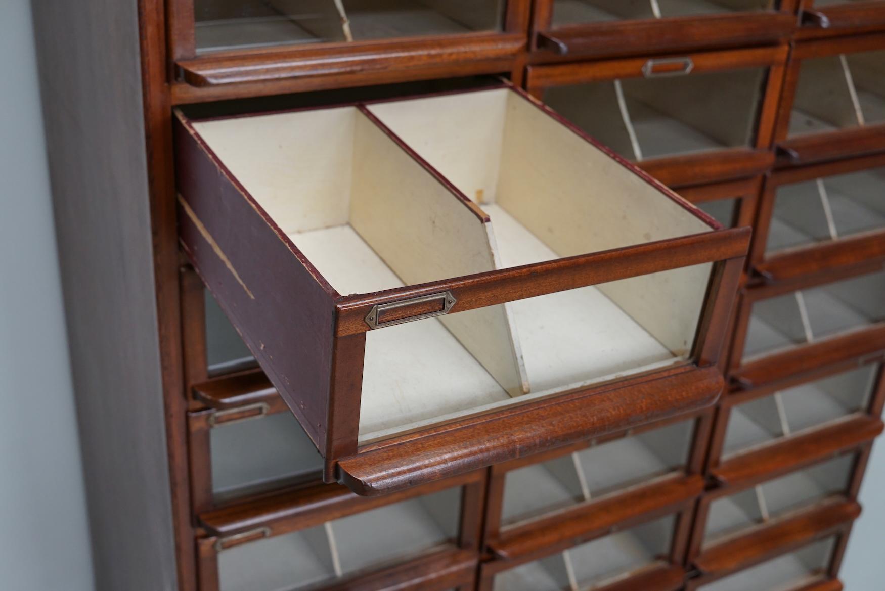 Vintage Dutch Oak / Mahogany Haberdashery Shop Cabinet, 1930s For Sale 8