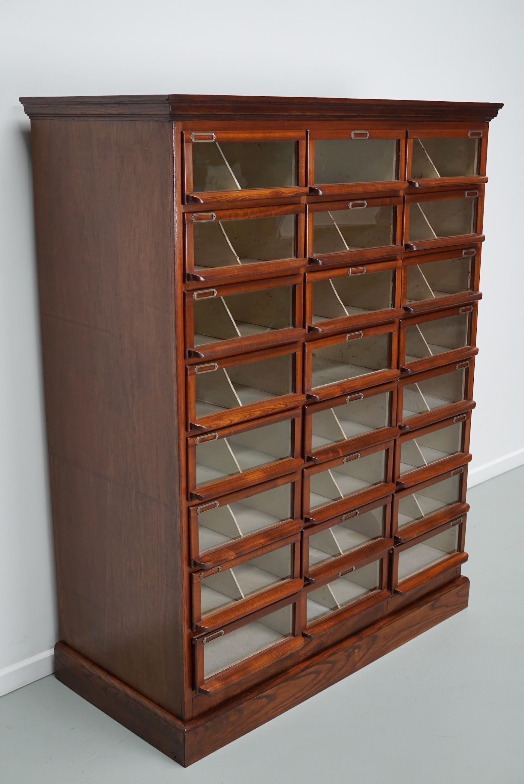 Vintage Dutch Oak / Mahogany Haberdashery Shop Cabinet, 1930s For Sale 10