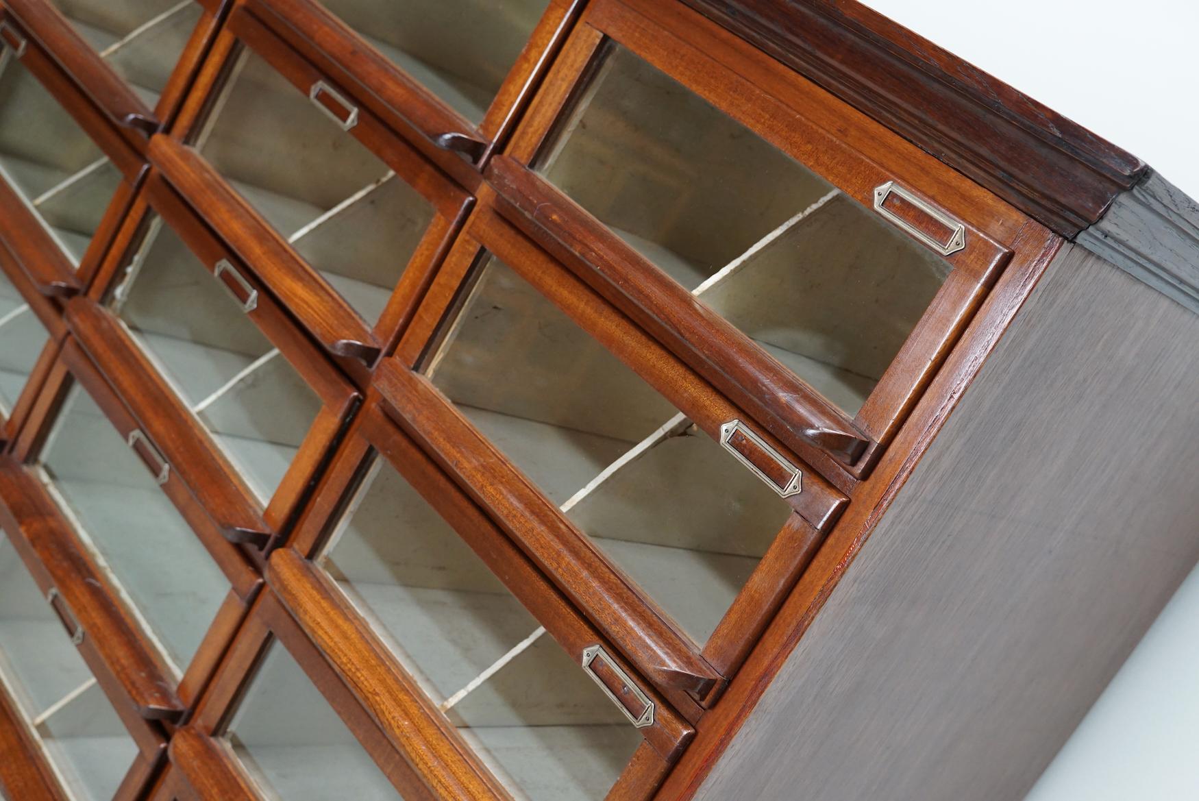 Vintage Dutch Oak / Mahogany Haberdashery Shop Cabinet, 1930s In Good Condition For Sale In Nijmegen, NL
