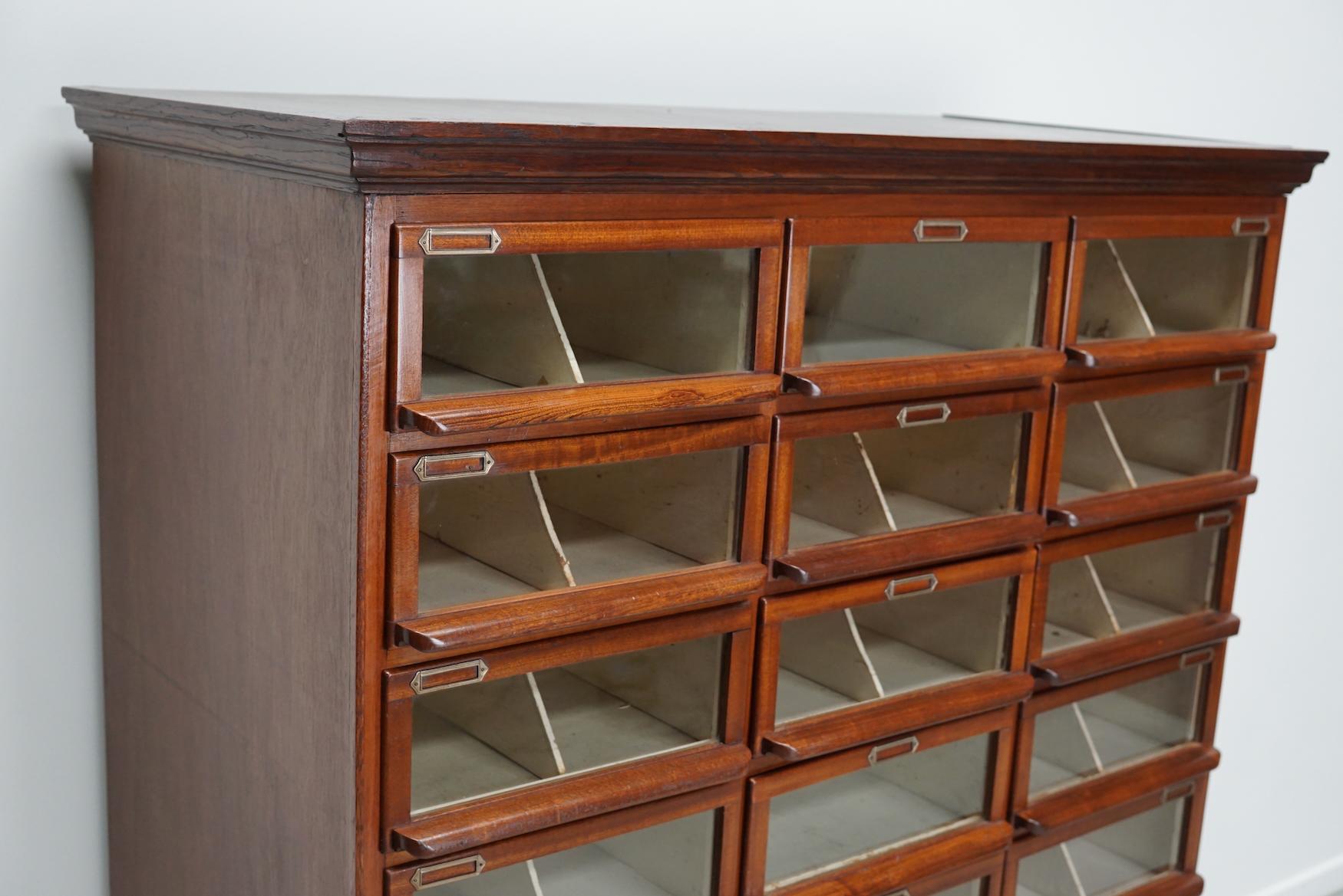 Mid-20th Century Vintage Dutch Oak / Mahogany Haberdashery Shop Cabinet, 1930s For Sale