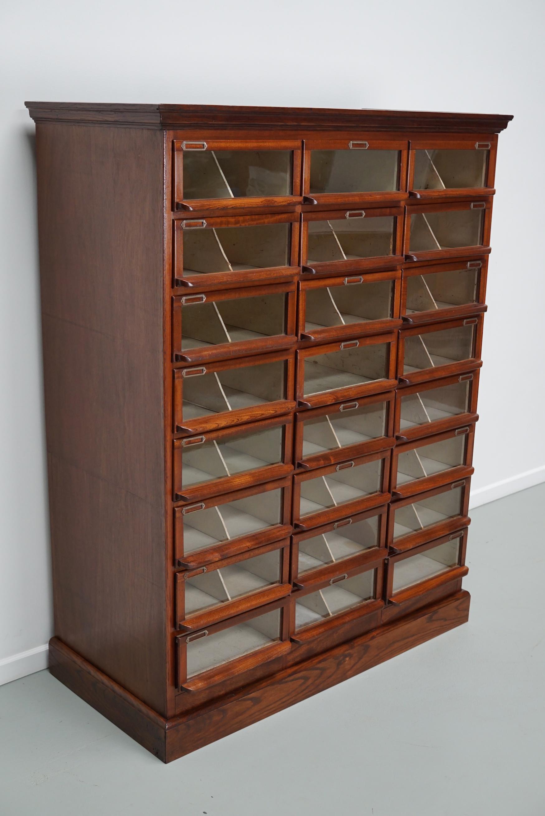 Vintage Dutch Oak / Mahogany Haberdashery Shop Cabinet, 1930s For Sale 1