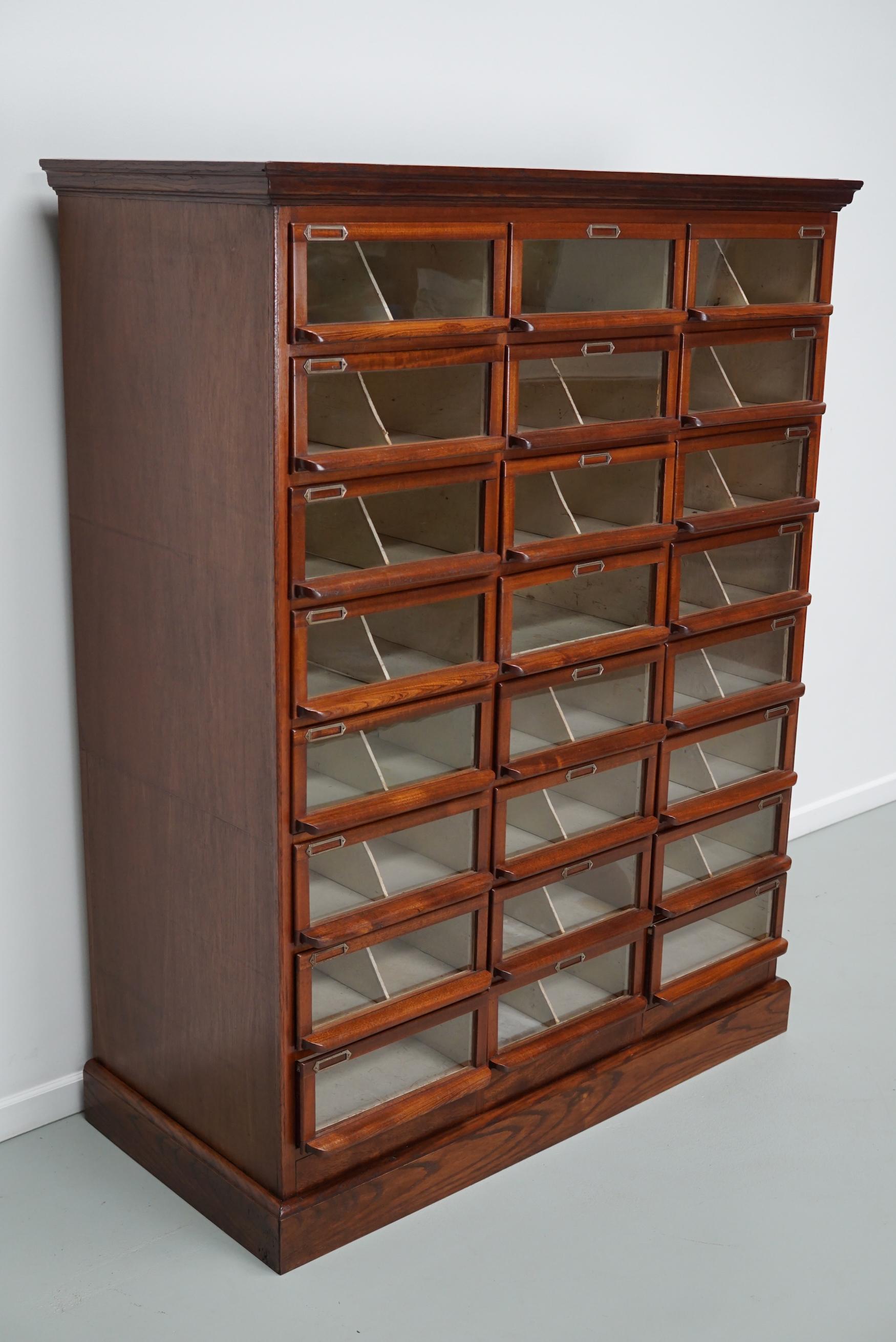 Vintage Dutch Oak / Mahogany Haberdashery Shop Cabinet, 1930s For Sale 2
