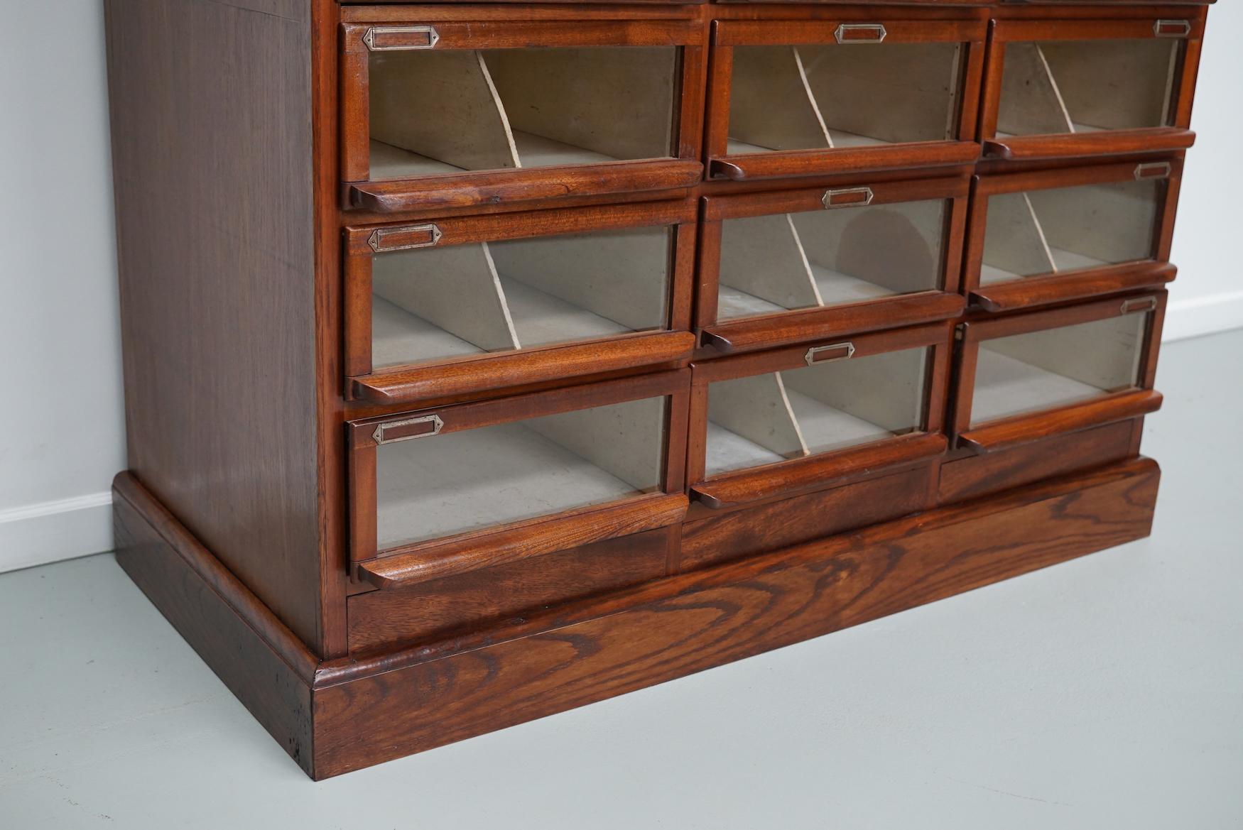 Vintage Dutch Oak / Mahogany Haberdashery Shop Cabinet, 1930s For Sale 5