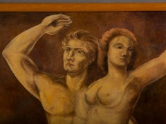 Vintage Dutch Oil Painting of Adam and Eve by M. Raemdonck, 1942