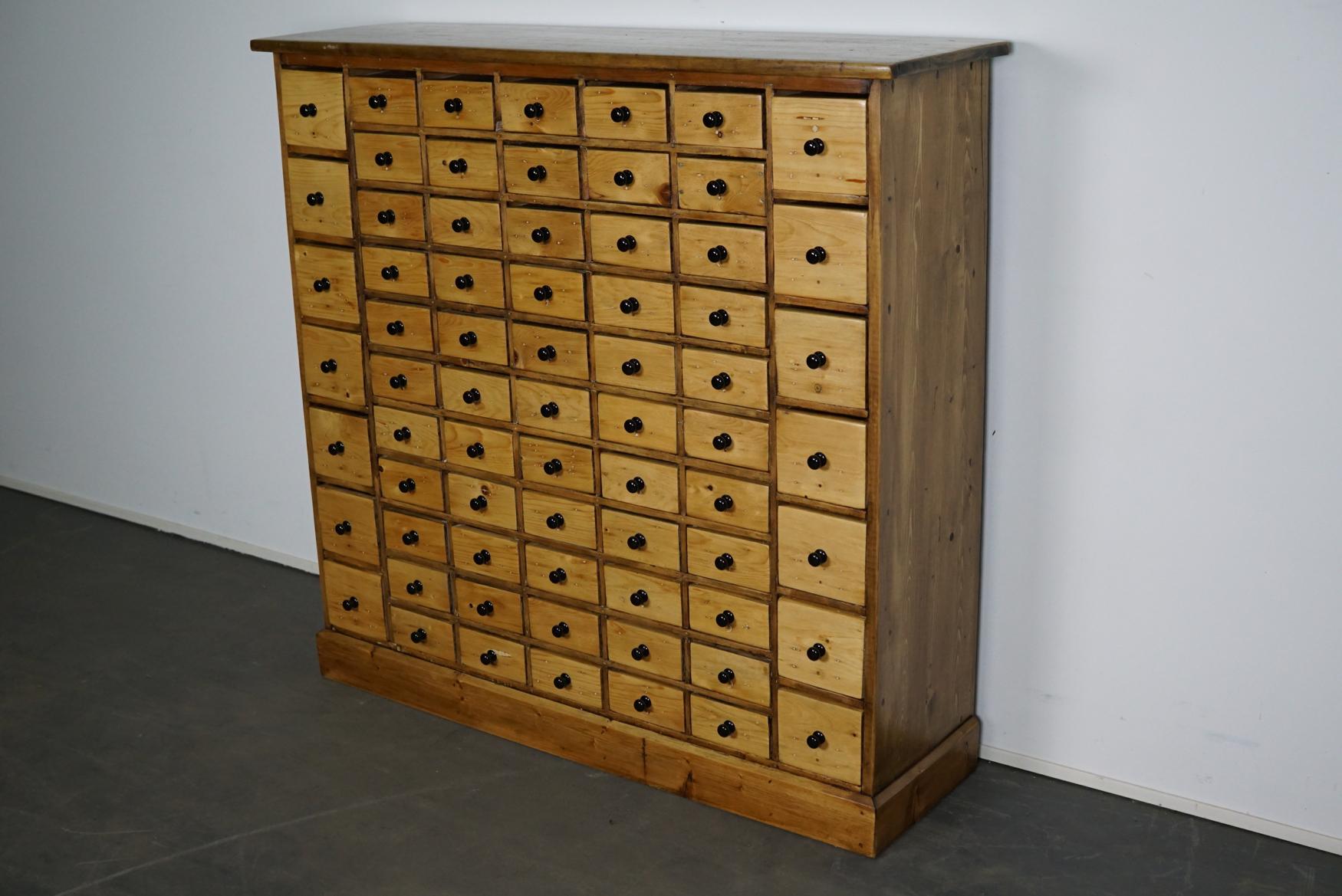 Mid-20th Century Vintage Dutch Pine Apothecary Cabinet, 1950s