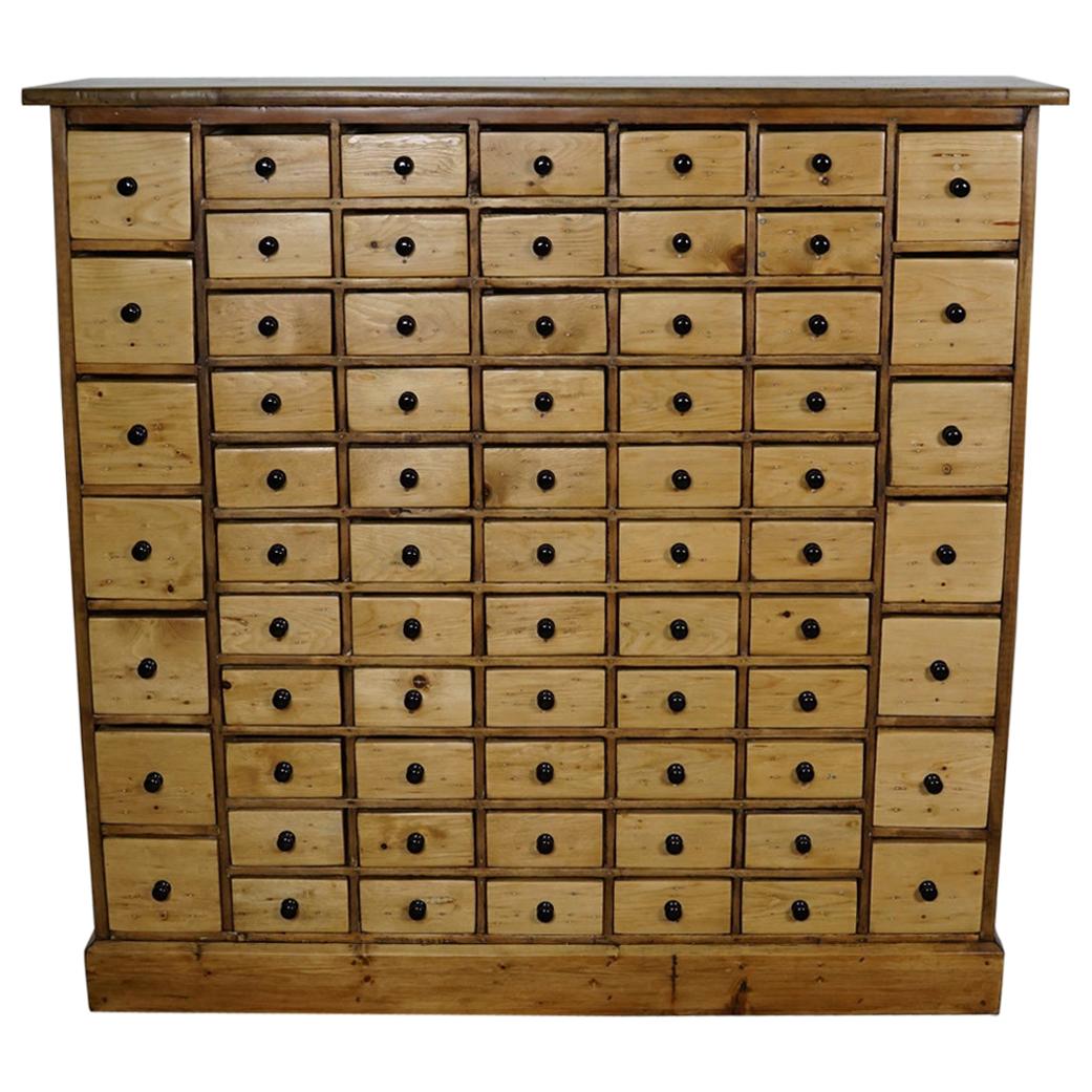 Vintage Dutch Pine Apothecary Cabinet, 1950s