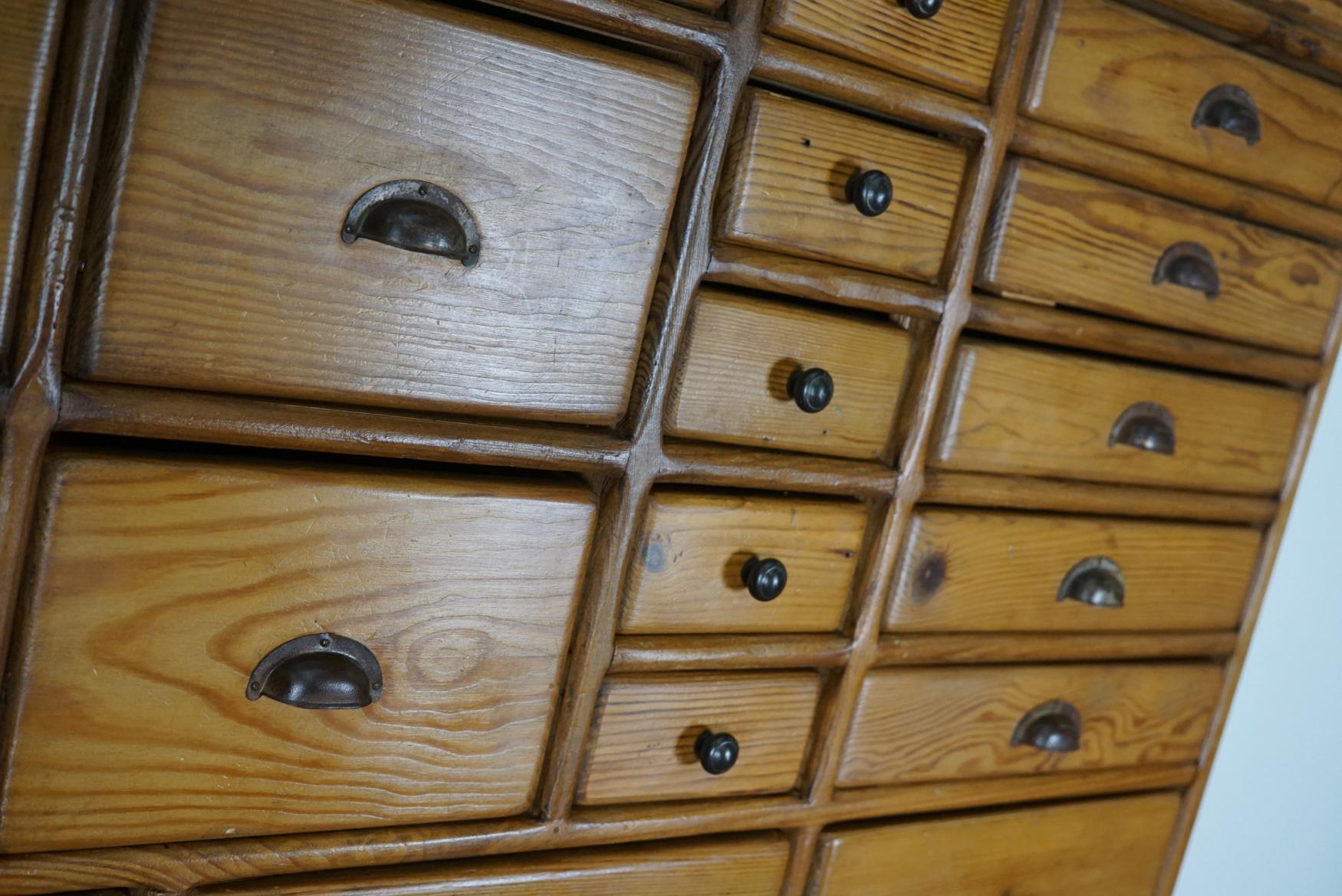 European Vintage Dutch Pine Apothecary Cabinet
