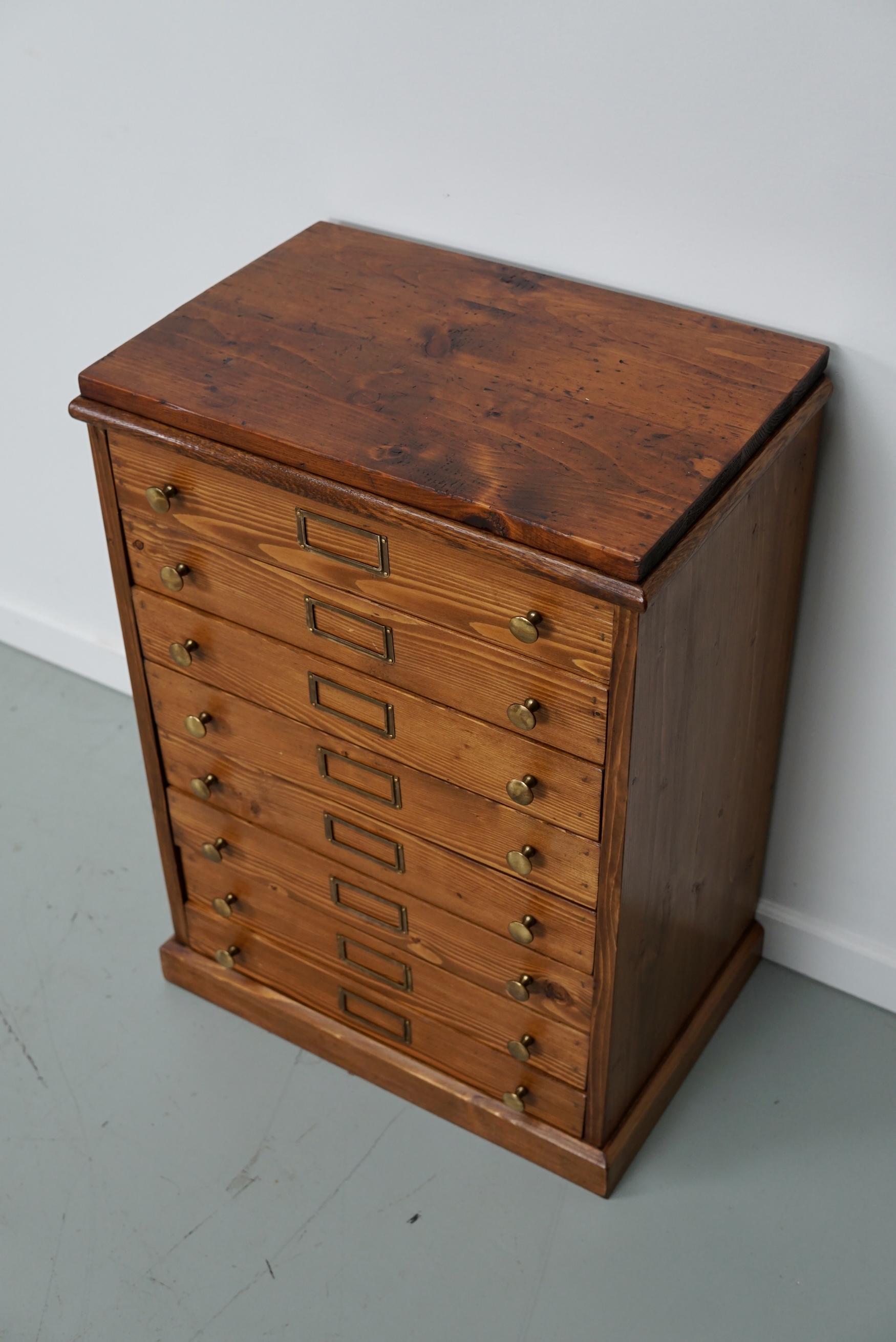 Industrial  Vintage Dutch Pine Jewelers / Watchmakers Cabinet, circa 1930 For Sale