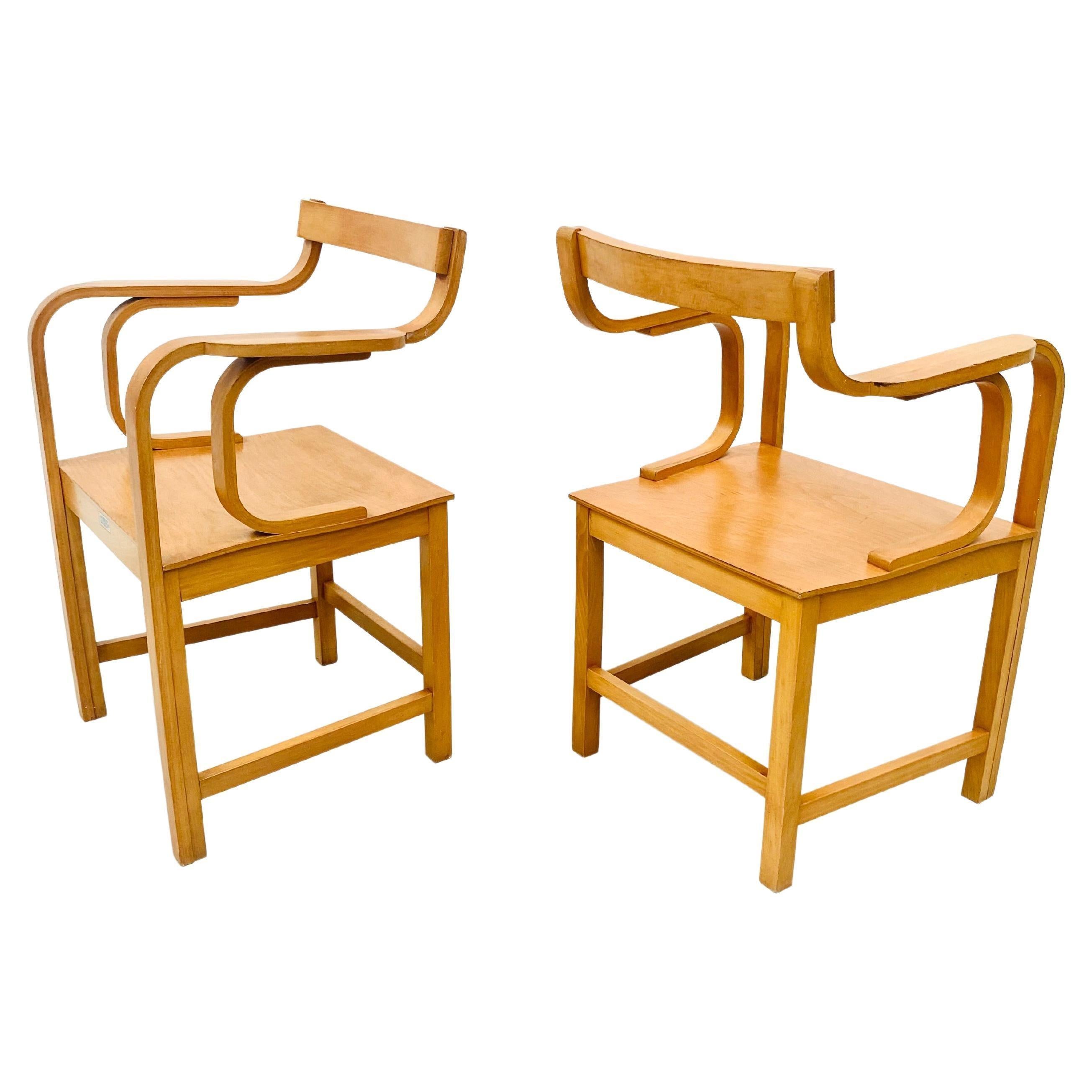 Vintage Dutch Plywood Beech Armchairs by Enraf Nonius Delft, 1970s For Sale 4