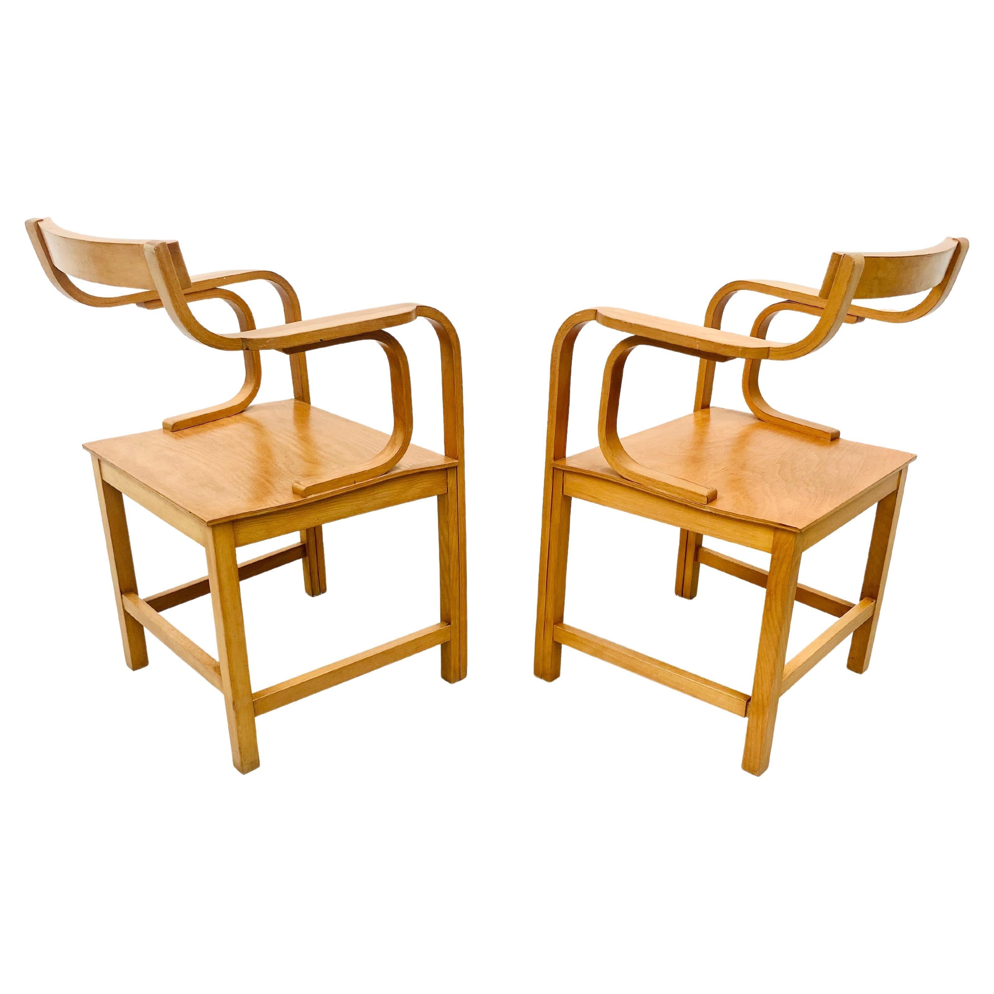 Vintage Dutch Plywood Beech Armchairs by Enraf Nonius Delft, 1970s For Sale 5