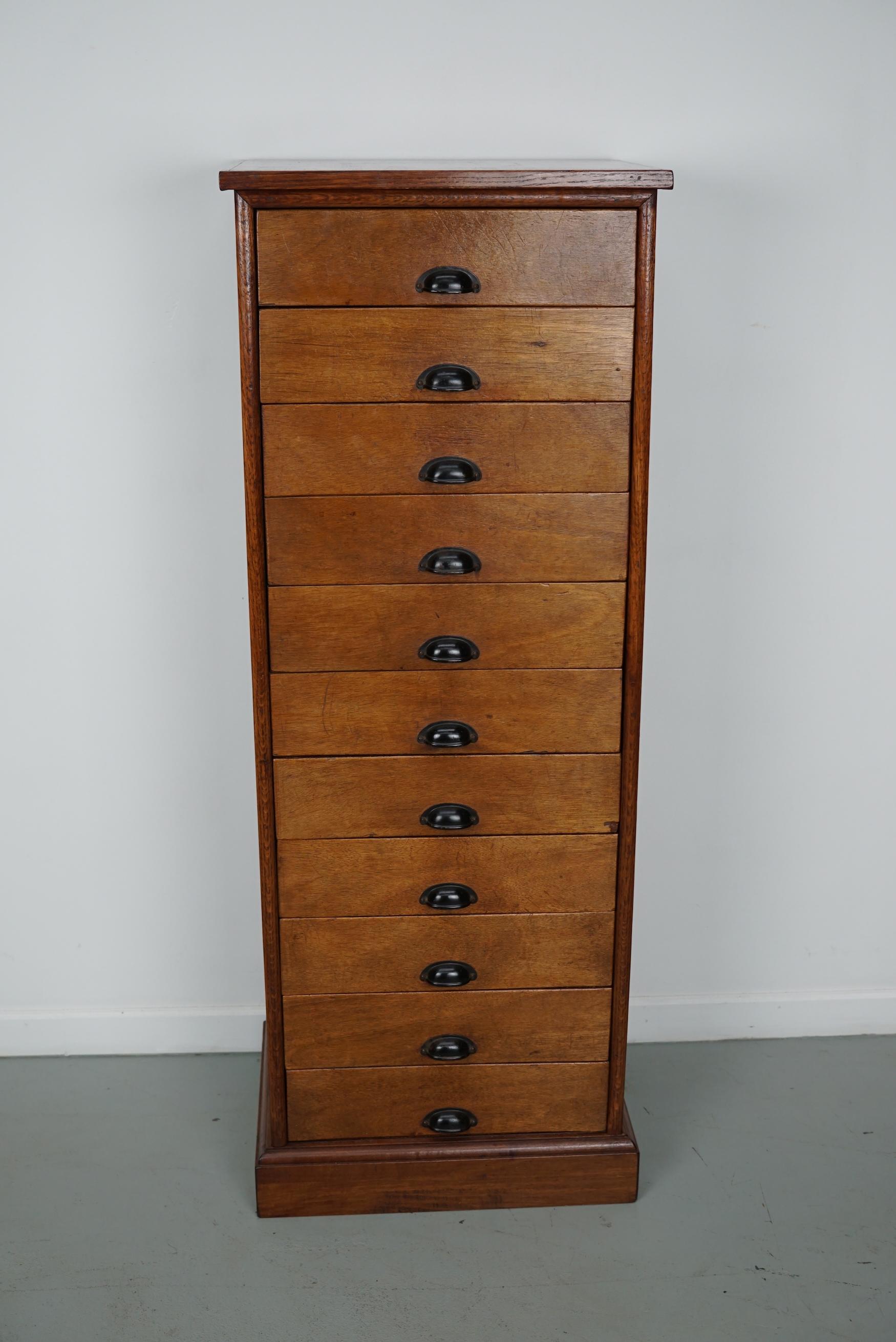 Industrial Vintage Dutch Poplar Apothecary / Filing Cabinet, 1950s For Sale
