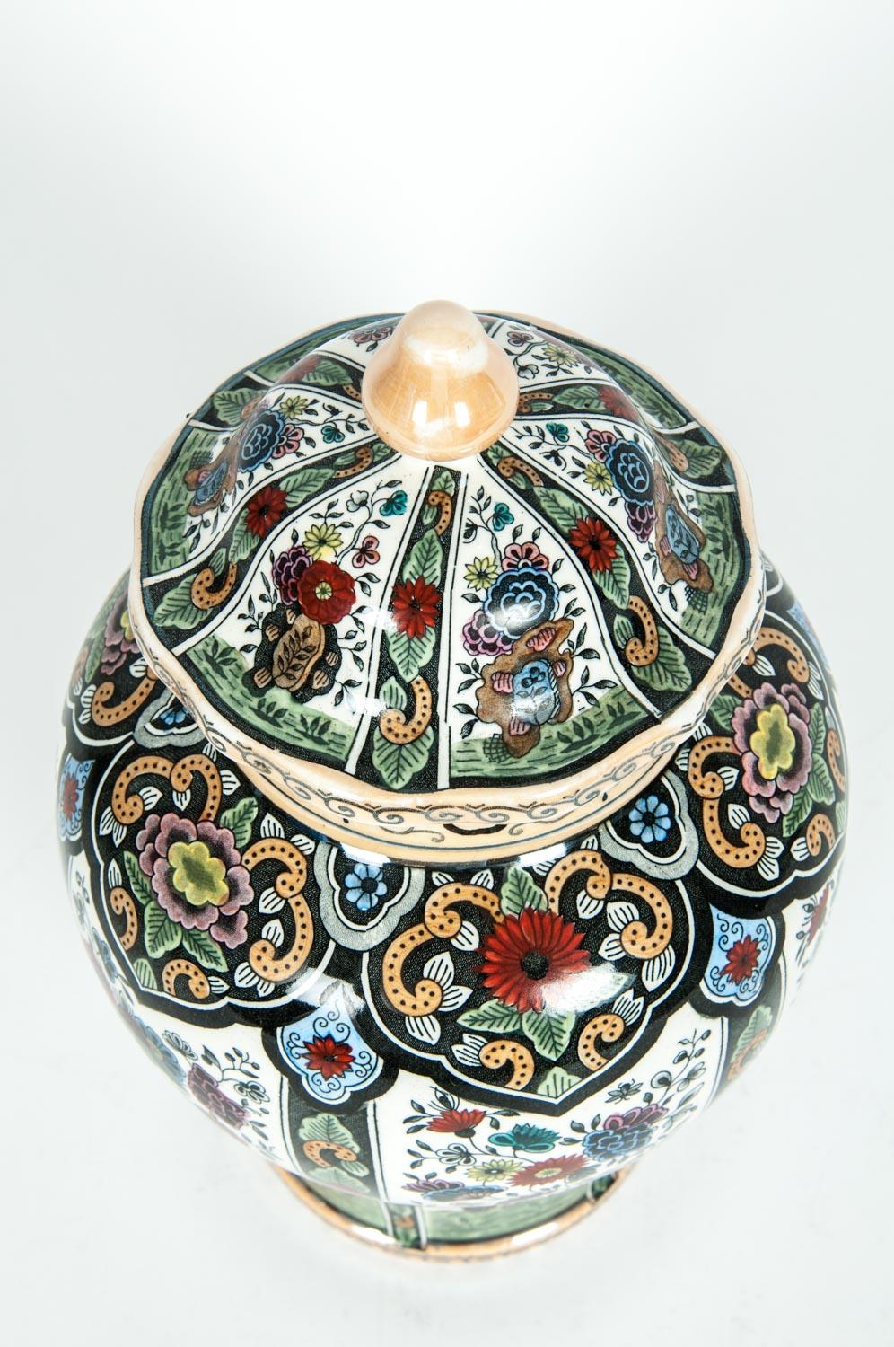 European Vintage Dutch Porcelain Covered Urn