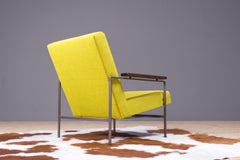 Vintage Dutch Rob Parry Lotus Lounge Chair in New Fabric, Metal and Teak, 1960s