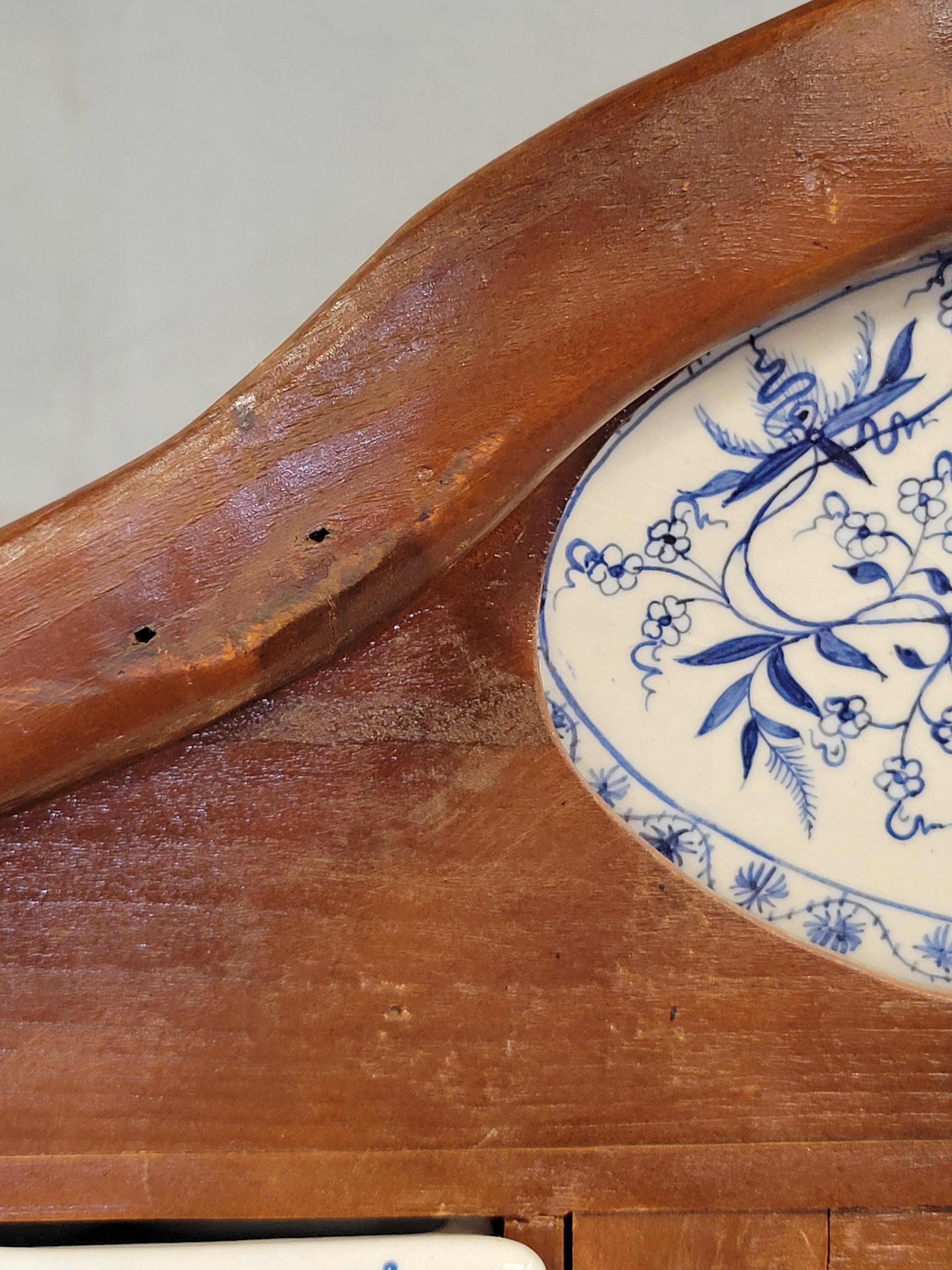 Vintage Dutch Spice Cabinet With Blue Onion Ceramic Inserts For Sale 12