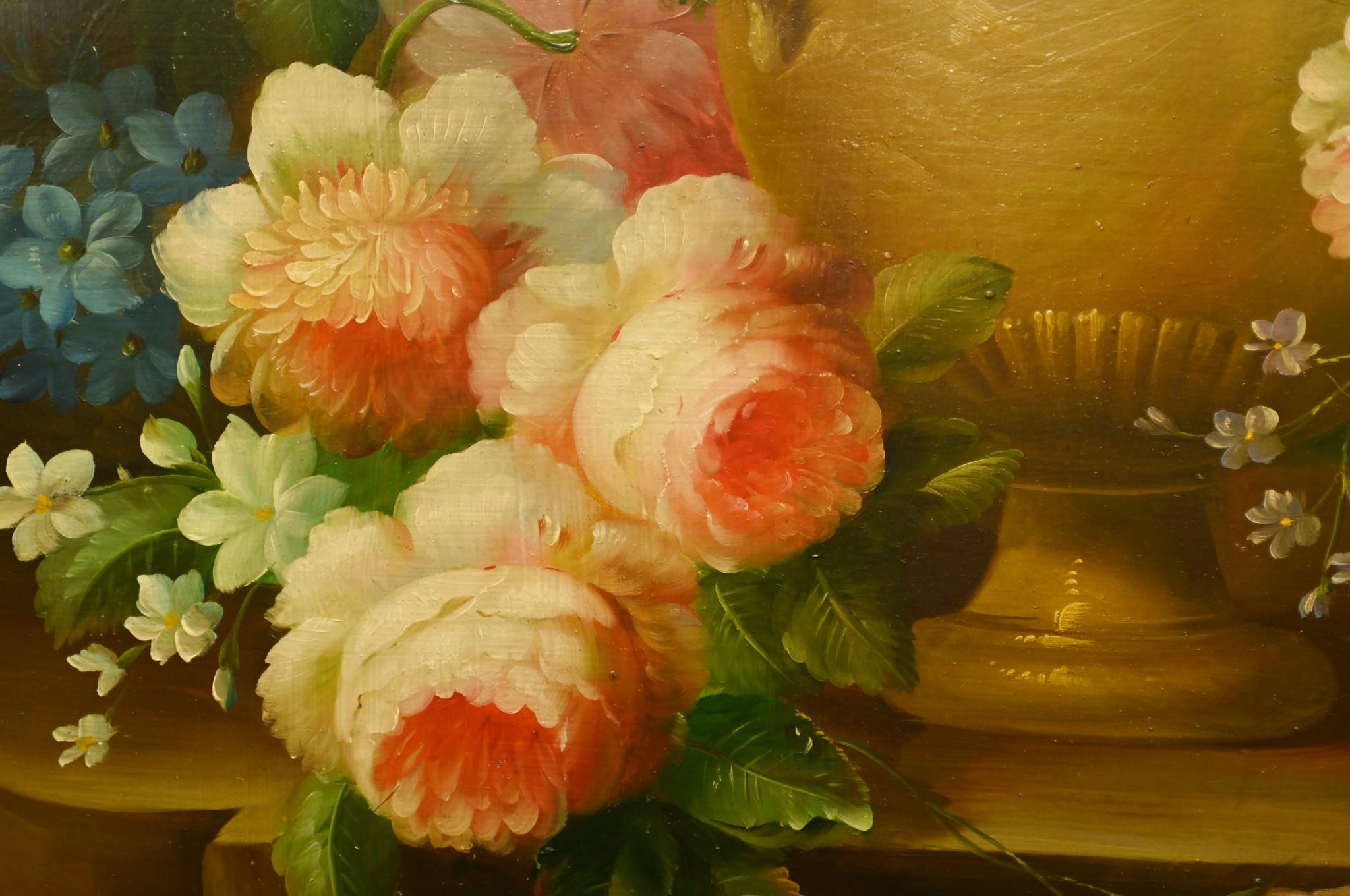 Vintage Dutch Still Life Oil Painting Floral Spray Signed en vente 5