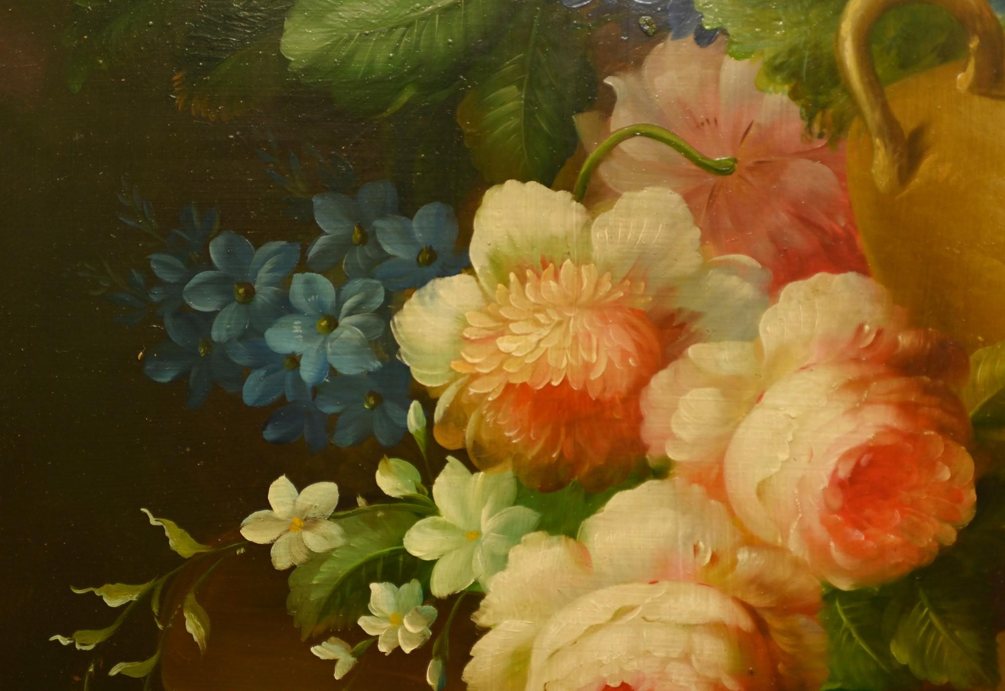 Vintage Dutch Still Life Oil Painting Floral Spray Signed 6