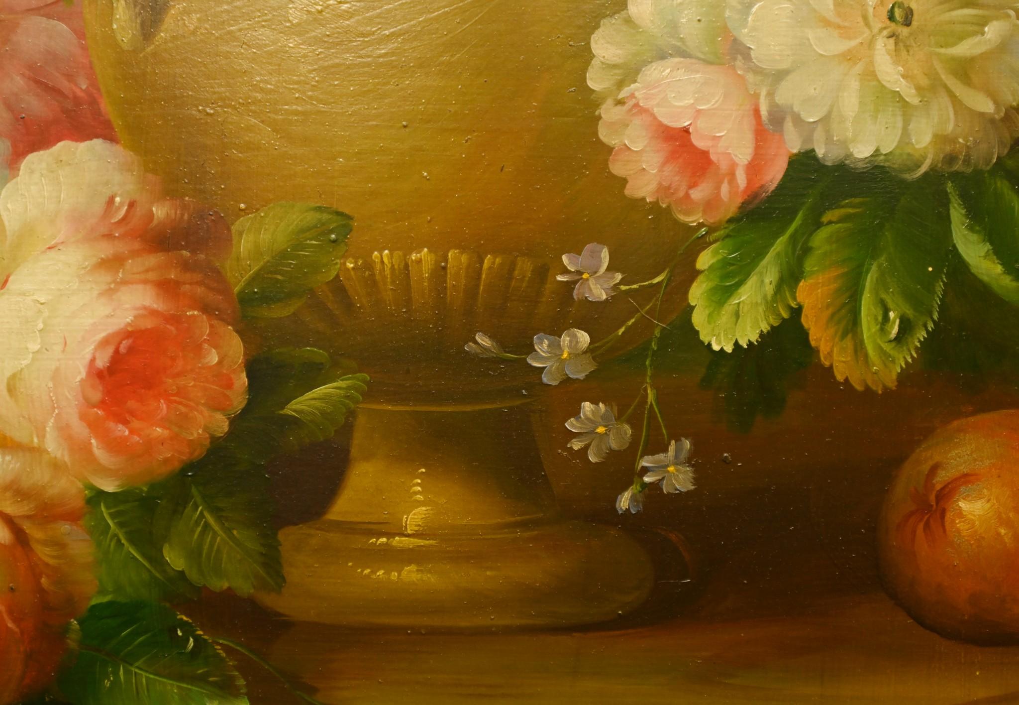 Vintage Dutch Still Life Oil Painting Floral Spray Signed 7