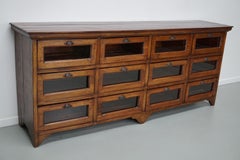Vintage Dutch Teak Haberdashery Shop Cabinet / Vitrine